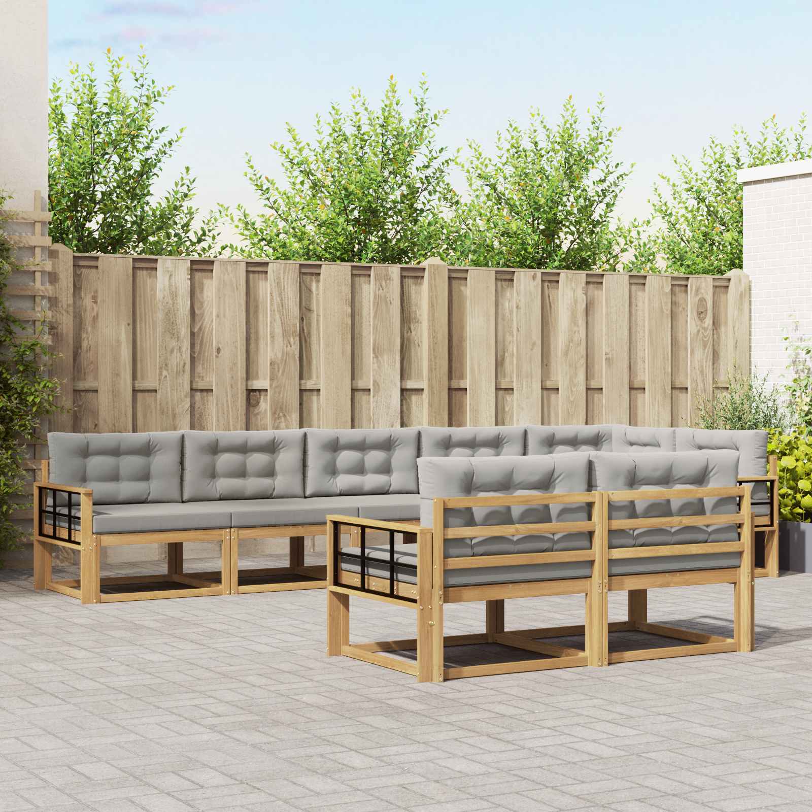vidaXL Buiten bankenset 8 pcs Naturel Massief Acaciahout
