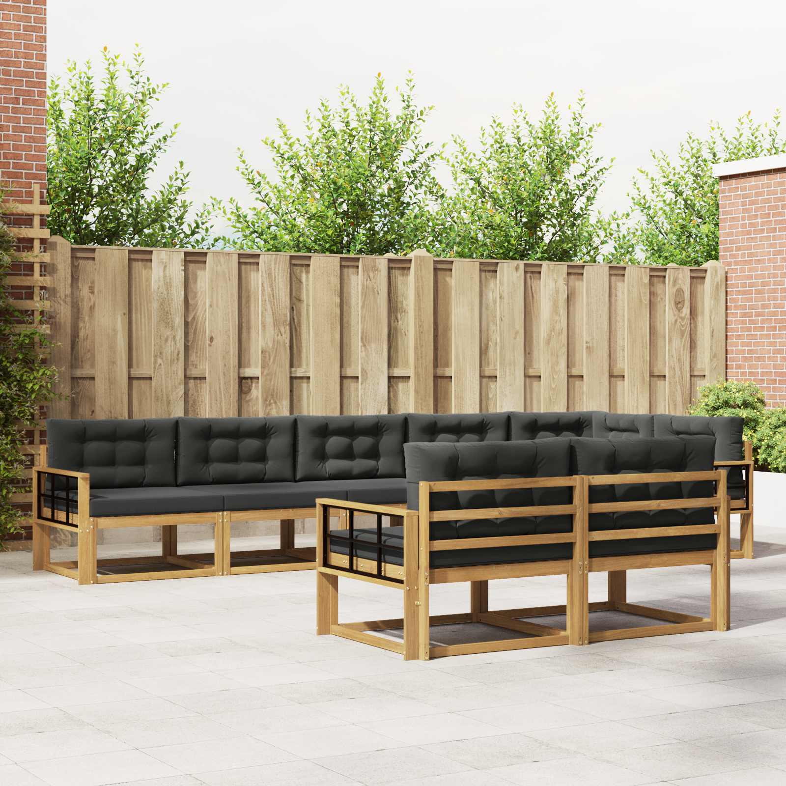 vidaXL Buiten bankenset 8 pcs Naturel Massief Acaciahout