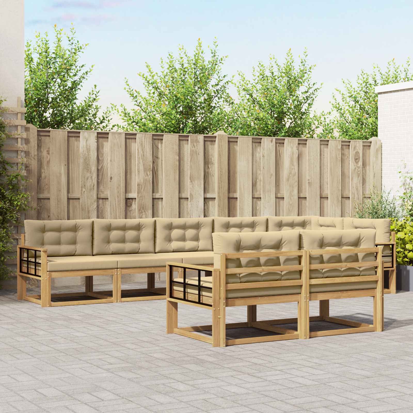 vidaXL Buiten bankenset 8 pcs Naturel Massief Acaciahout