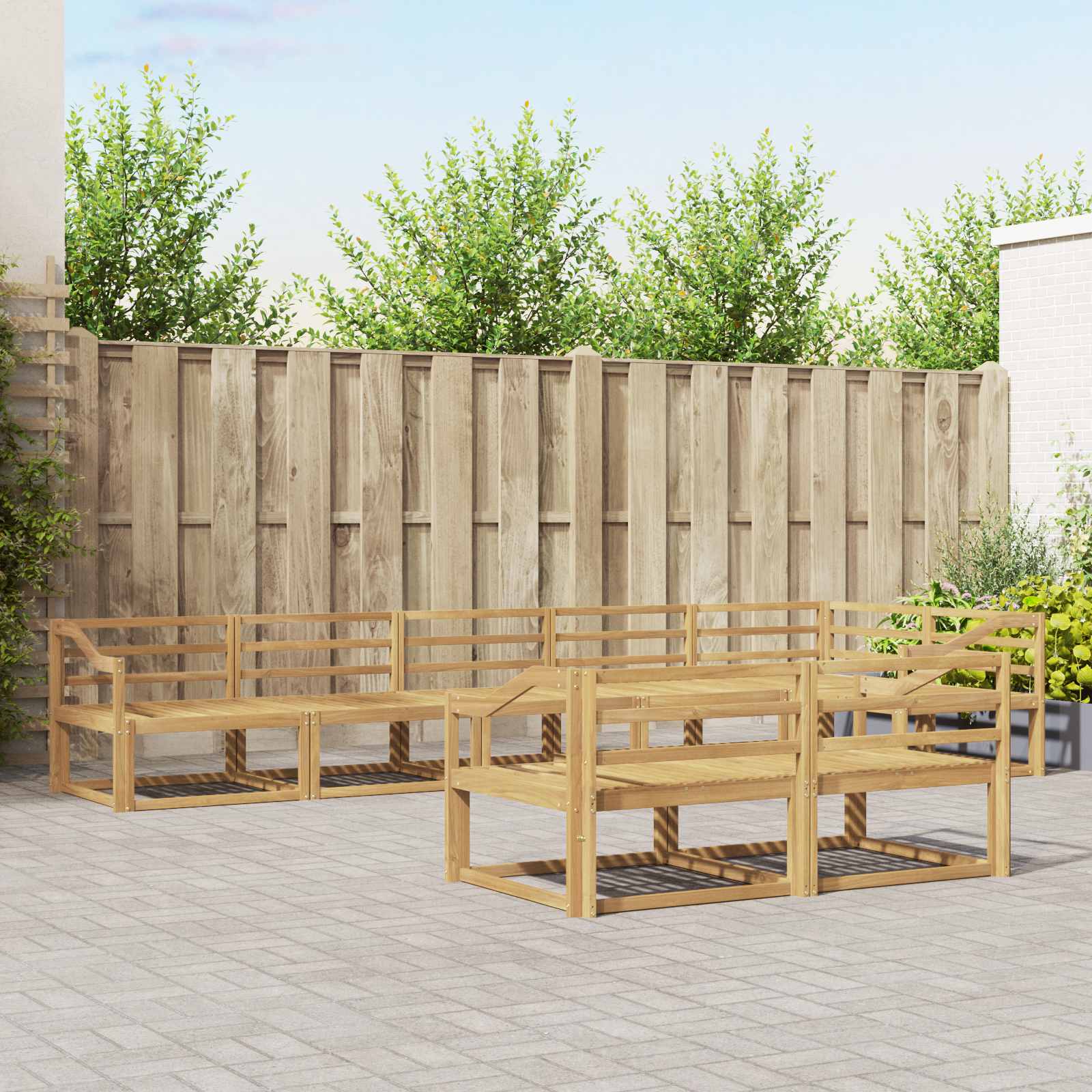 vidaXL Buiten bankenset 8 pcs Naturel Massief Acaciahout