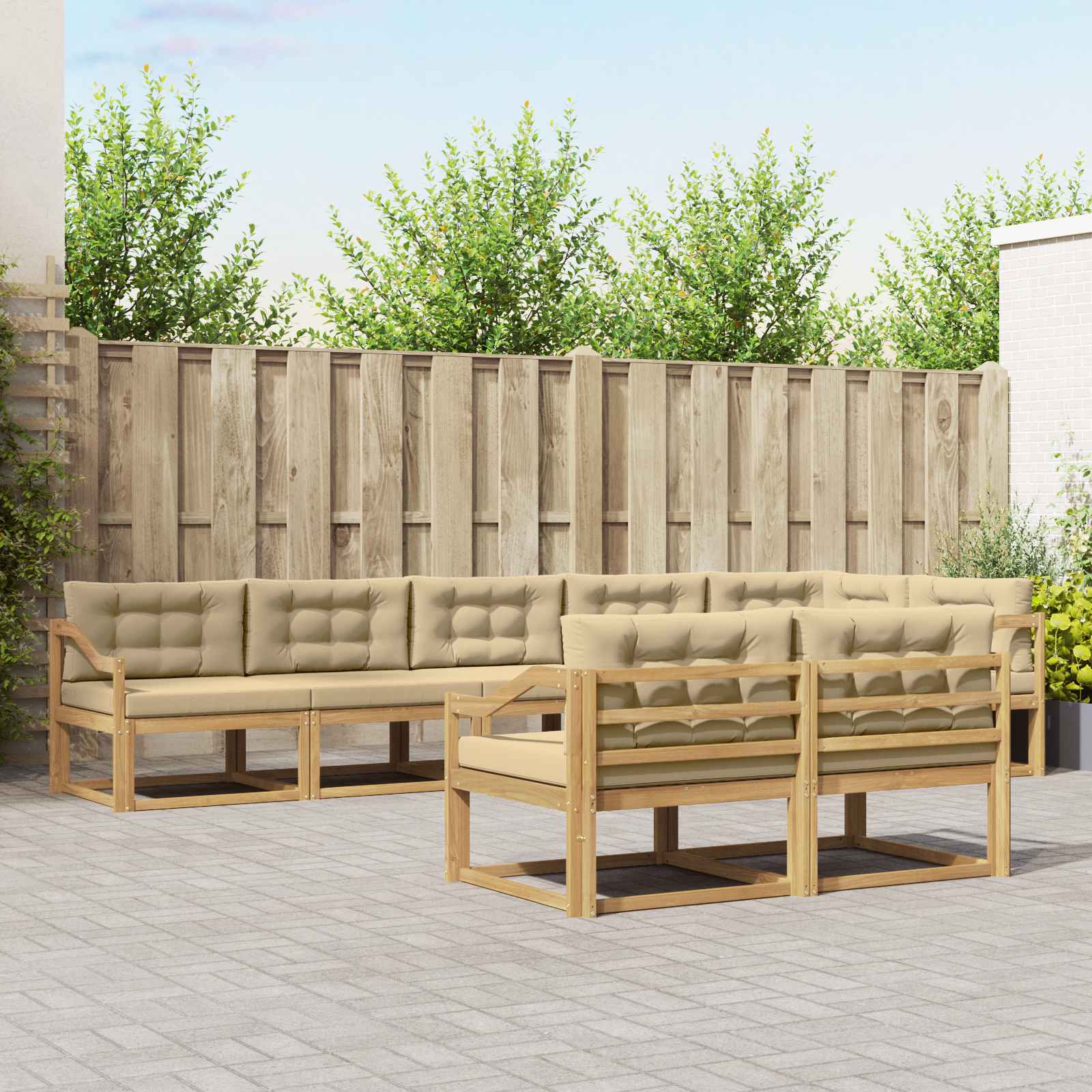 vidaXL Buiten bankenset 8 pcs Naturel Massief Acaciahout