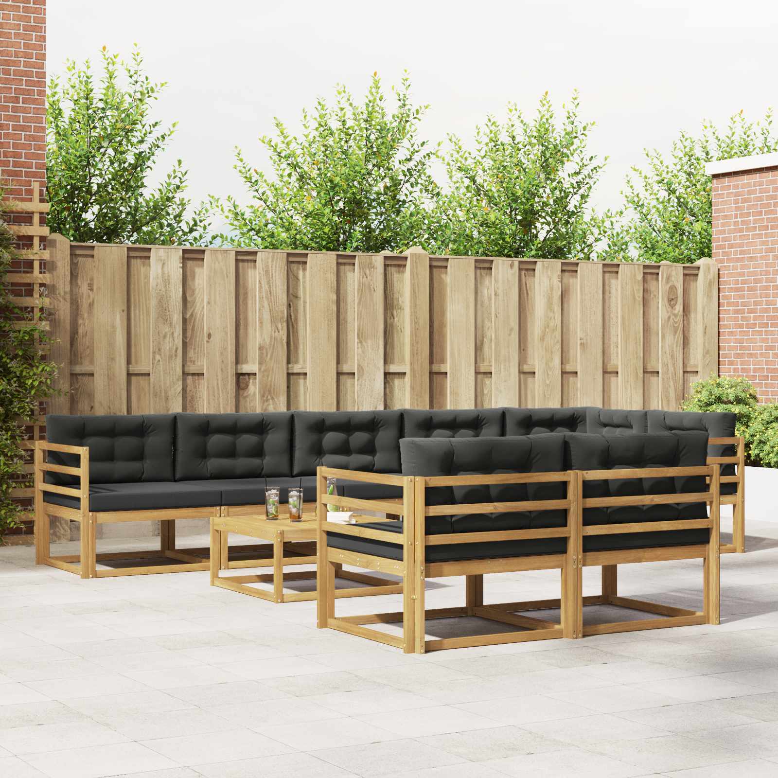vidaXL Buiten bankenset 9 pcs Naturel Massief Acaciahout