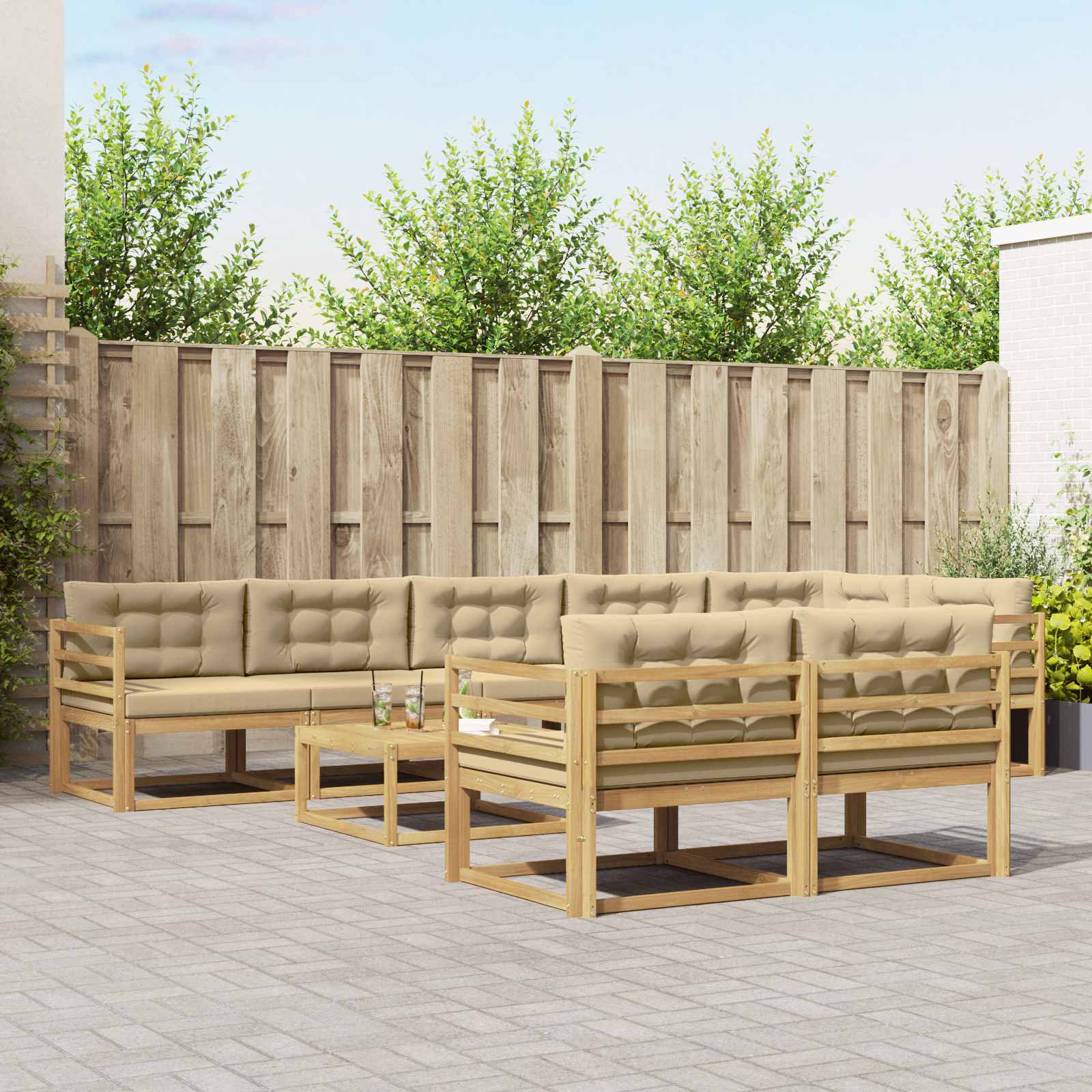 vidaXL Buiten bankenset 9 pcs Naturel Massief Acaciahout
