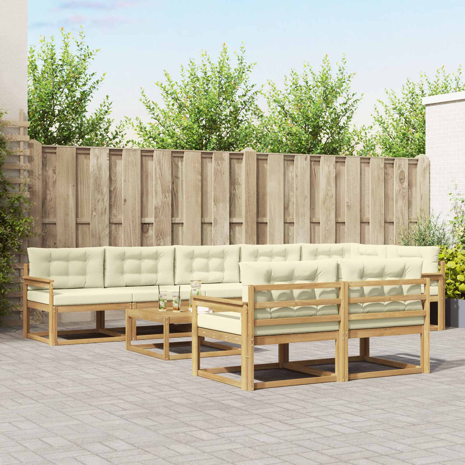 vidaXL Buiten bankenset 9 pcs Naturel Massief Acaciahout