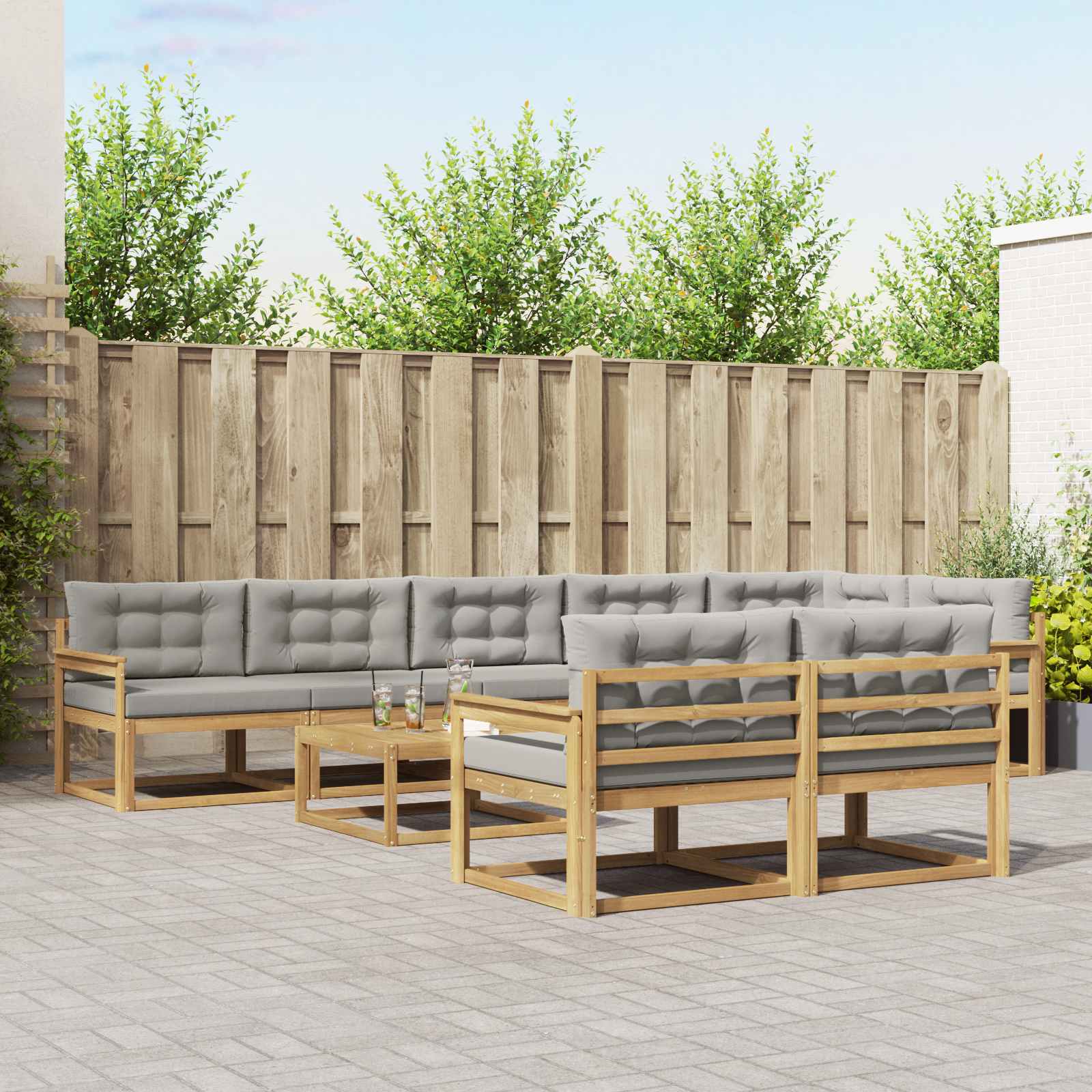 vidaXL Buiten bankenset 9 pcs Naturel Massief Acaciahout