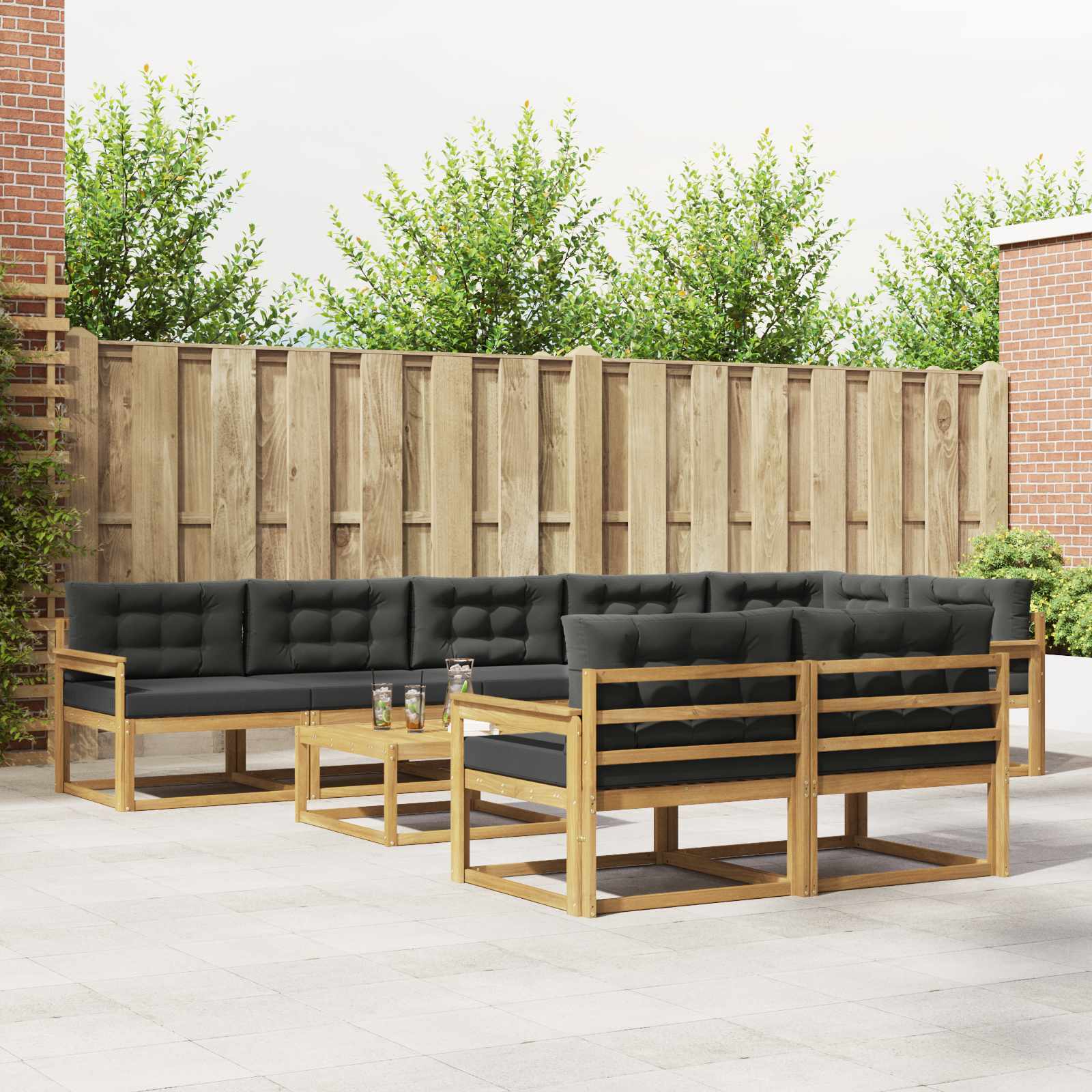 vidaXL Buiten bankenset 9 pcs Naturel Massief Acaciahout