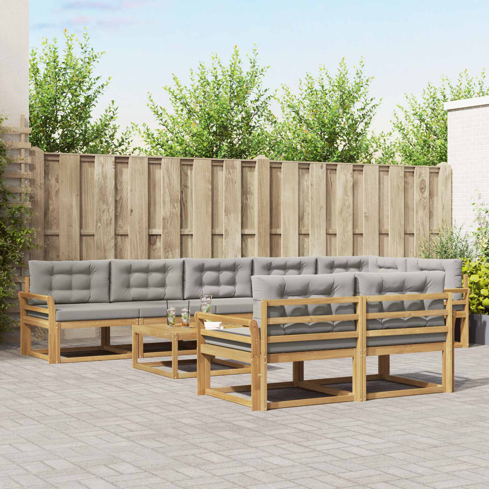 vidaXL Buiten bankenset 9 pcs Naturel Massief Acaciahout