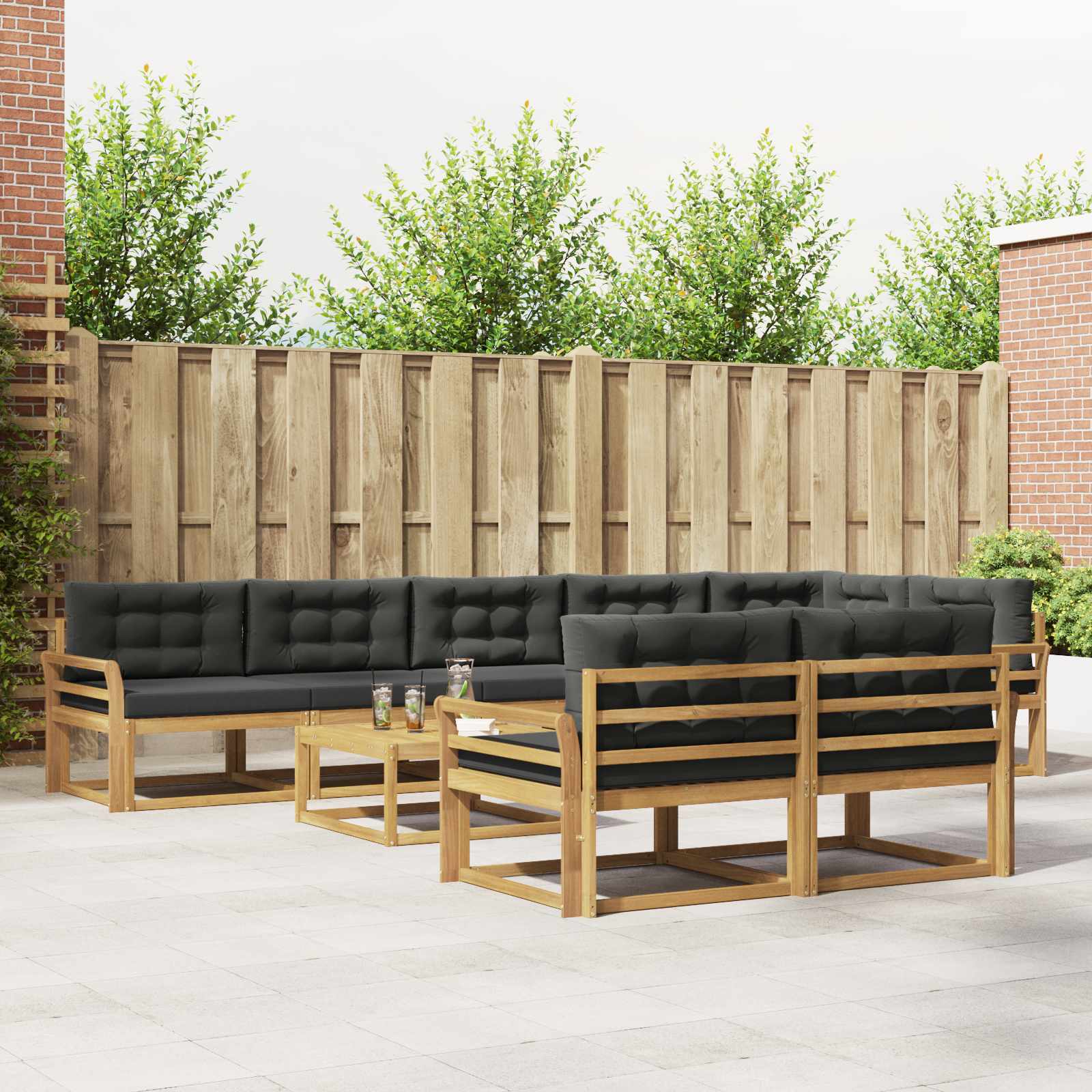 vidaXL Buiten bankenset 9 pcs Naturel Massief Acaciahout