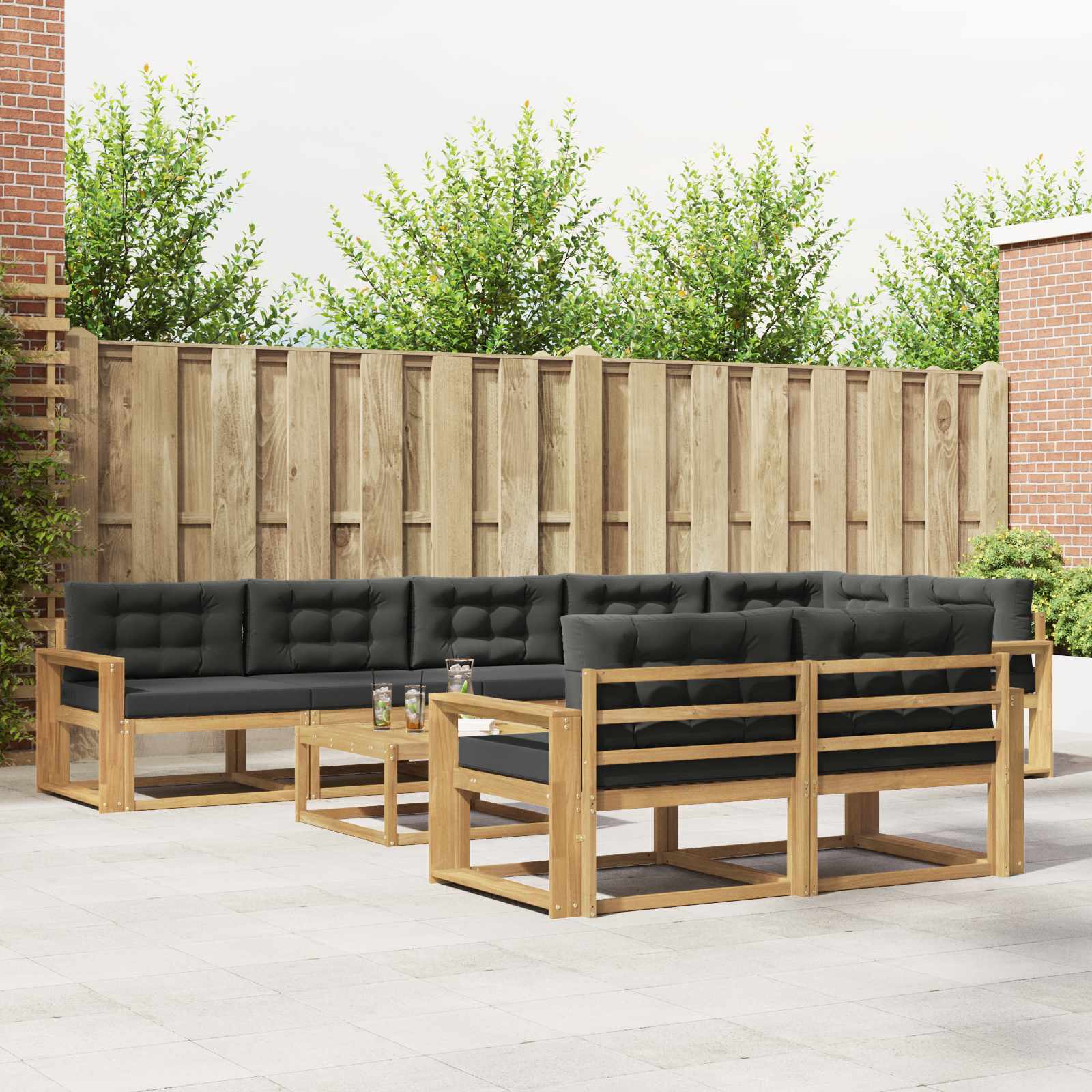 vidaXL Buiten bankenset 9 pcs Naturel Massief Acaciahout