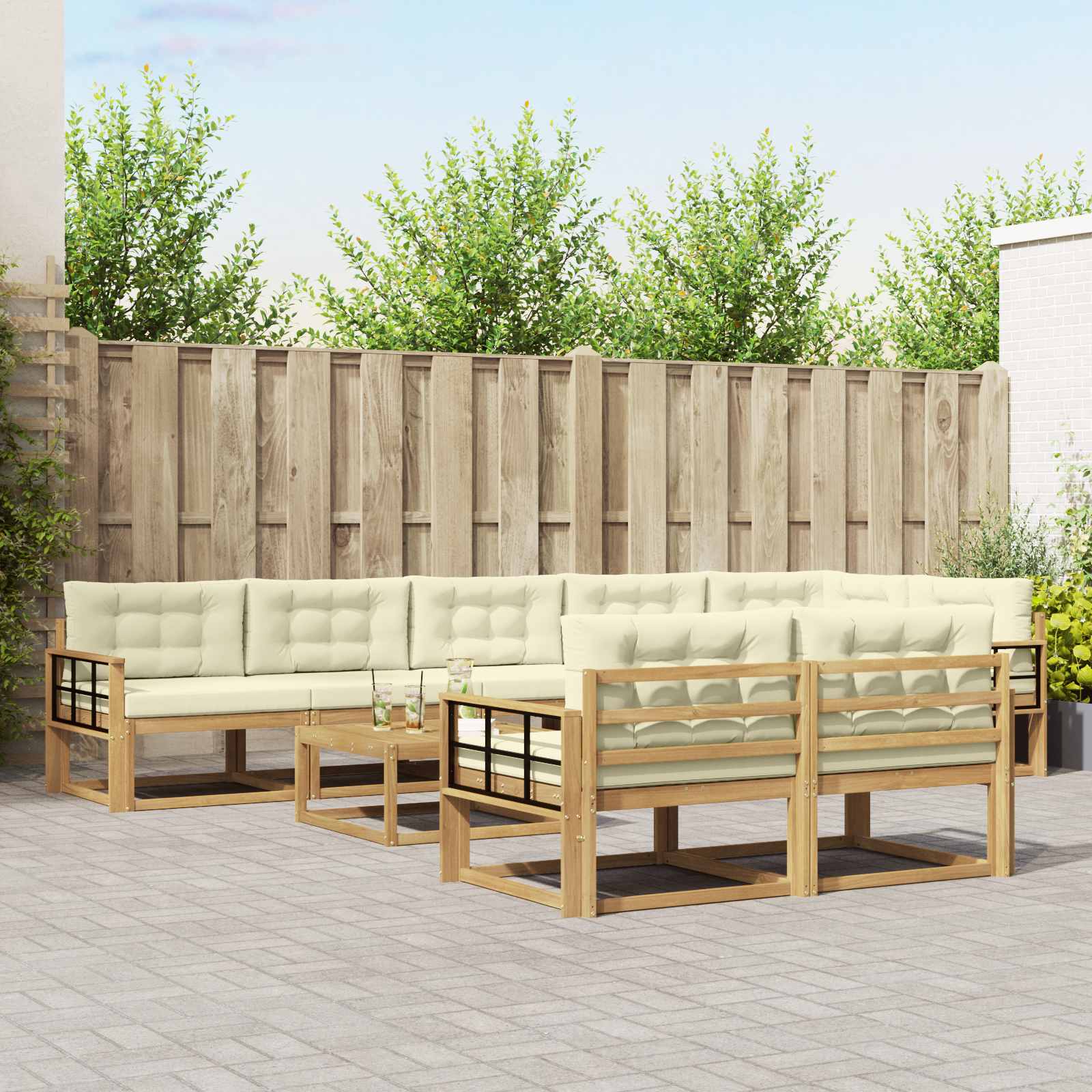 vidaXL Buiten bankenset 9 pcs Naturel Massief Acaciahout