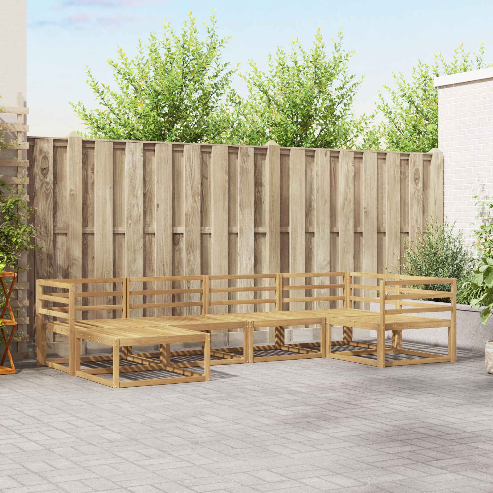 vidaXL Buiten bankenset 6 pcs Naturel Massief Acaciahout
