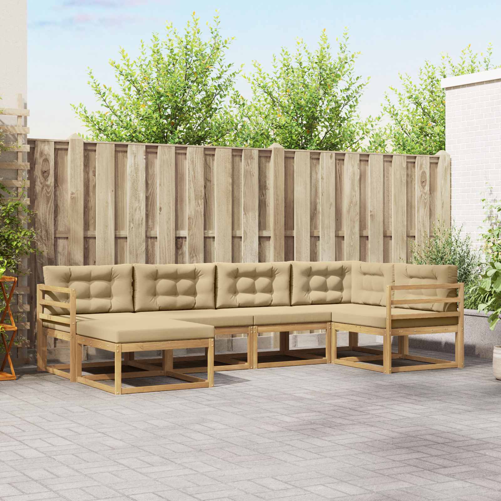 vidaXL Buiten bankenset 6 pcs Naturel Massief Acaciahout