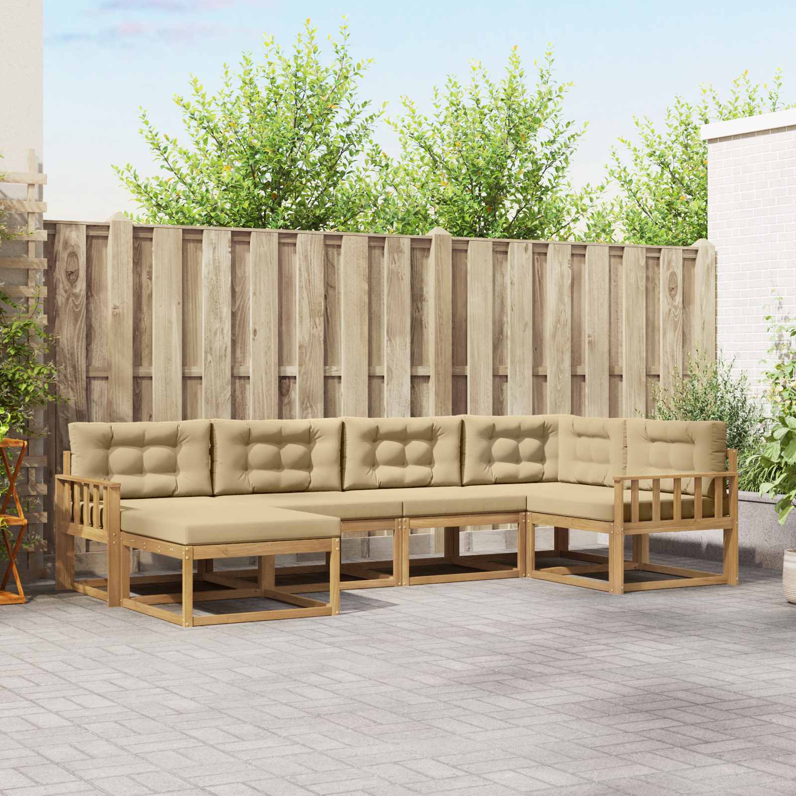 vidaXL Buiten bankenset 6 pcs Naturel Massief Acaciahout
