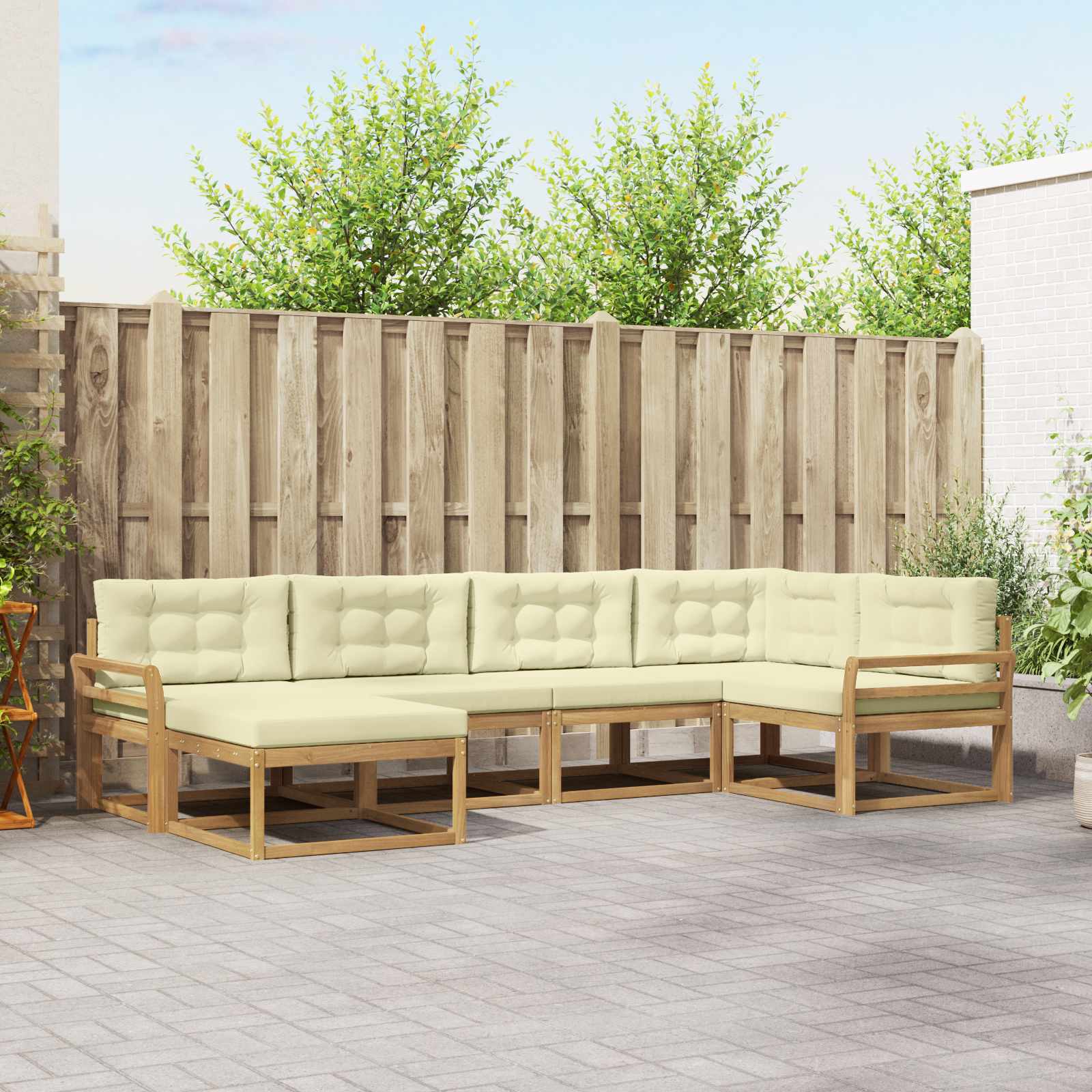 vidaXL Buiten bankenset 6 pcs Naturel Massief Acaciahout