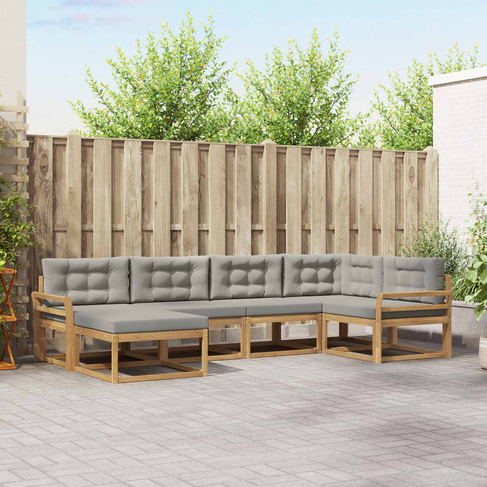 vidaXL Buiten bankenset 6 pcs Naturel Massief Acaciahout