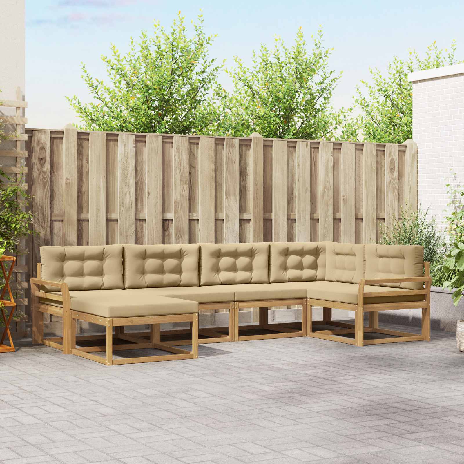 vidaXL Buiten bankenset 6 pcs Naturel Massief Acaciahout
