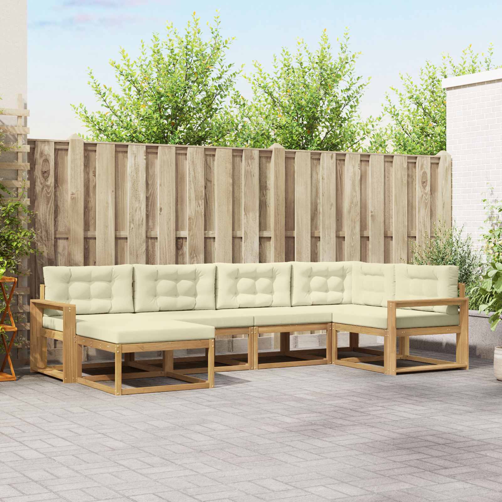 vidaXL Buiten bankenset 6 pcs Naturel Massief Acaciahout