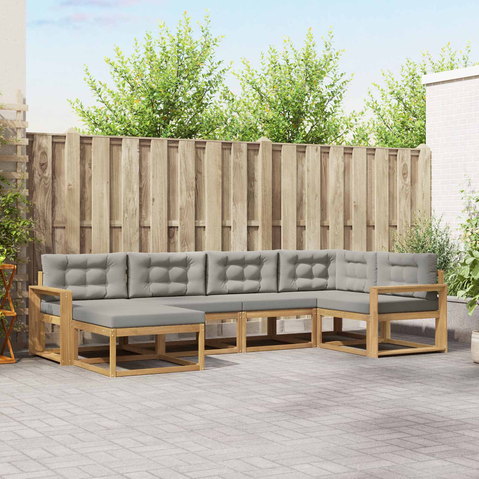 vidaXL Buiten bankenset 6 pcs Naturel Massief Acaciahout
