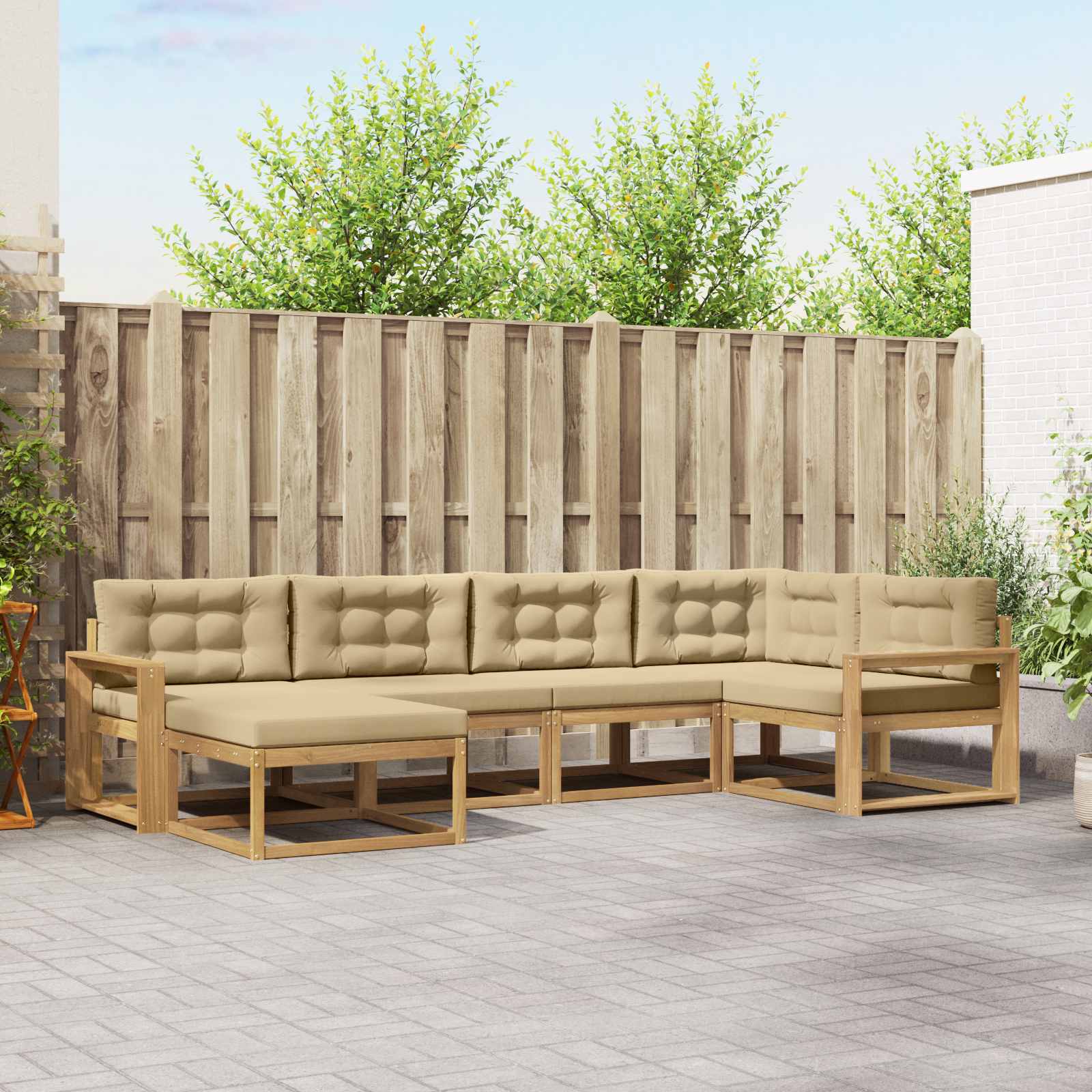 vidaXL Buiten bankenset 6 pcs Naturel Massief Acaciahout