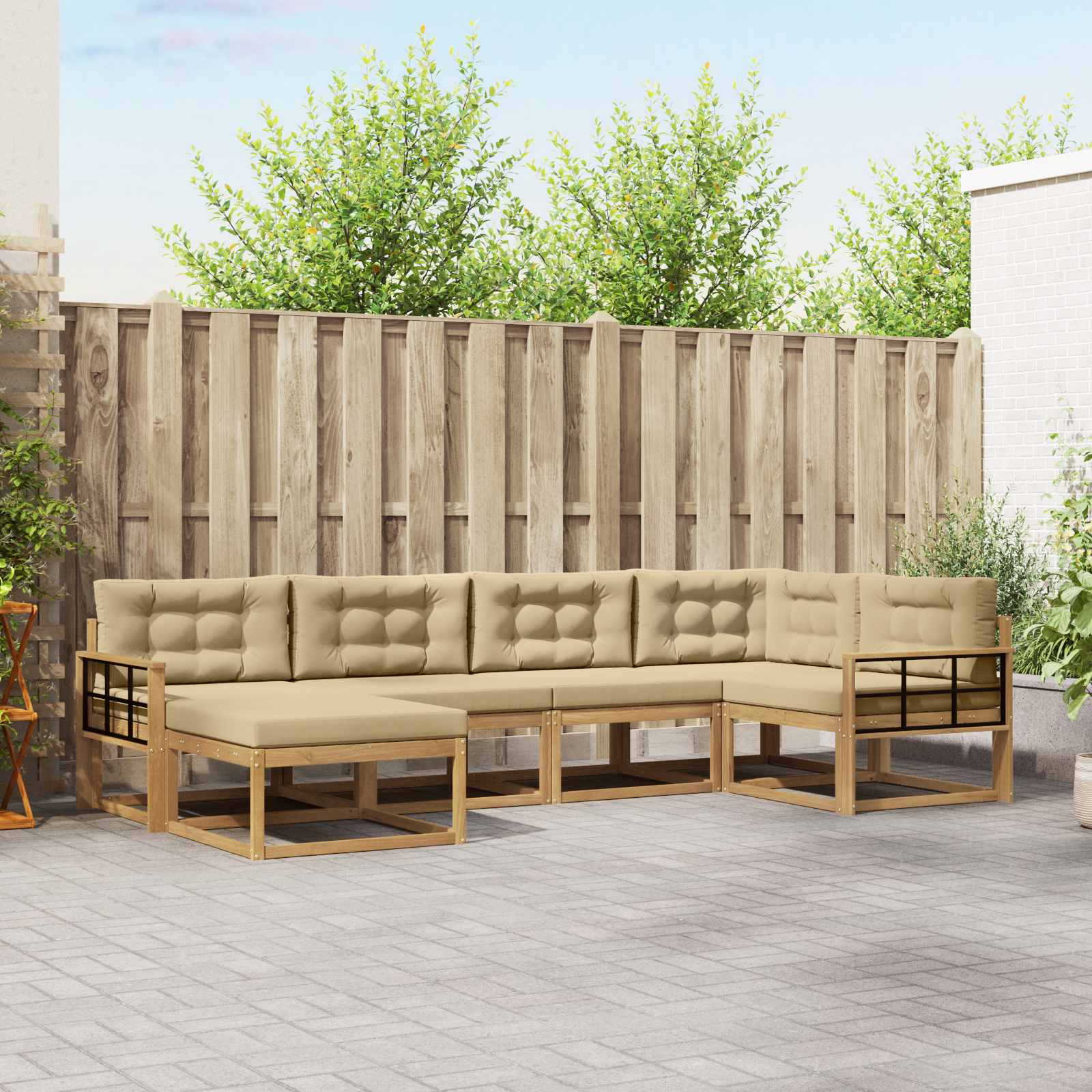 vidaXL Buiten bankenset 6 pcs Naturel Massief Acaciahout