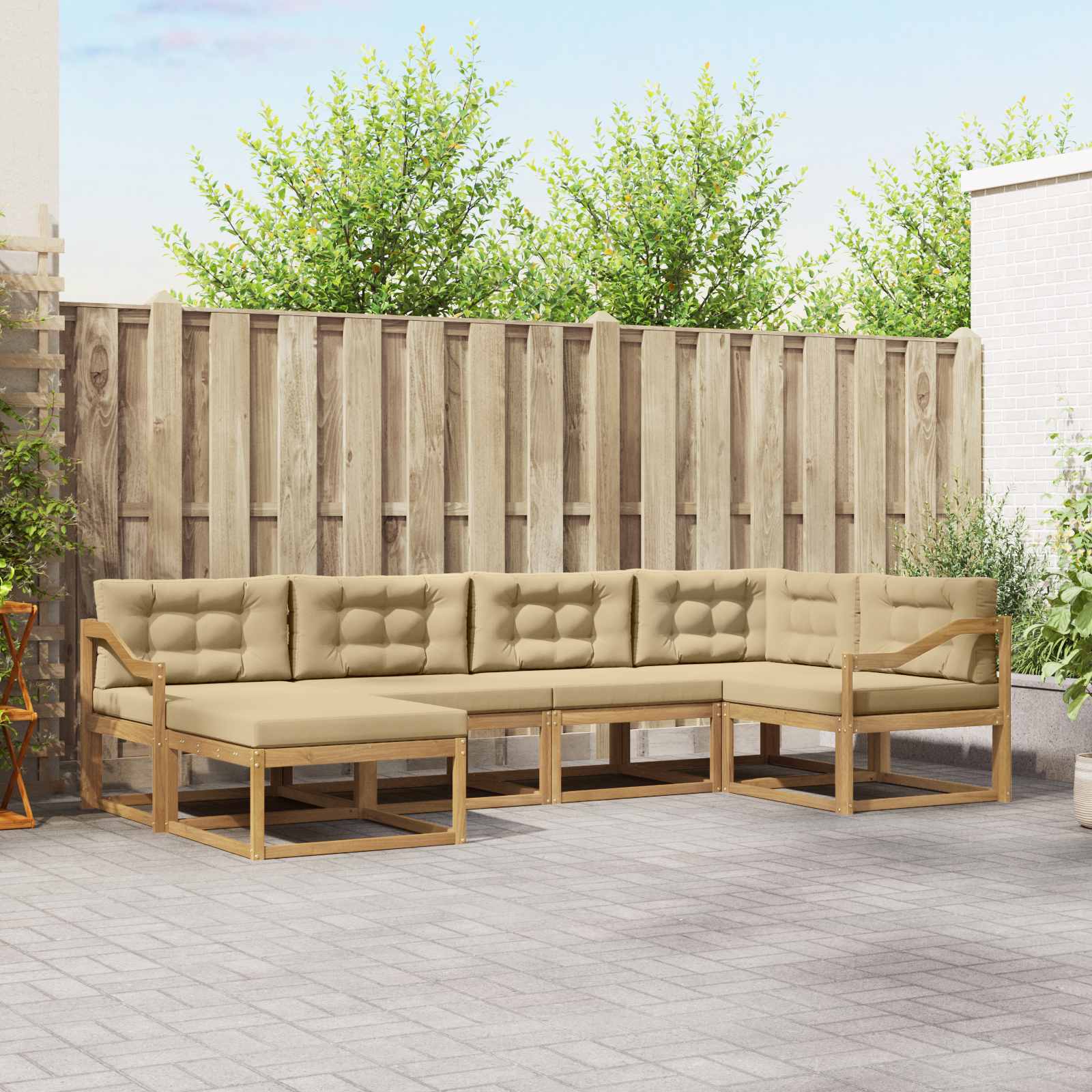 vidaXL Buiten bankenset 6 pcs Naturel Massief Acaciahout