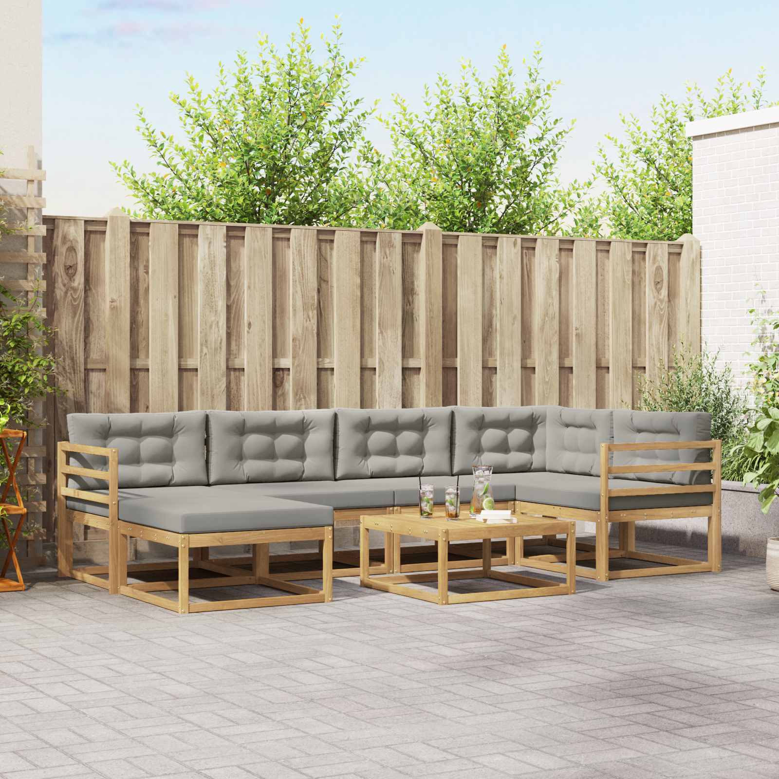 vidaXL Buiten bankenset 7 pcs Naturel Massief Acaciahout