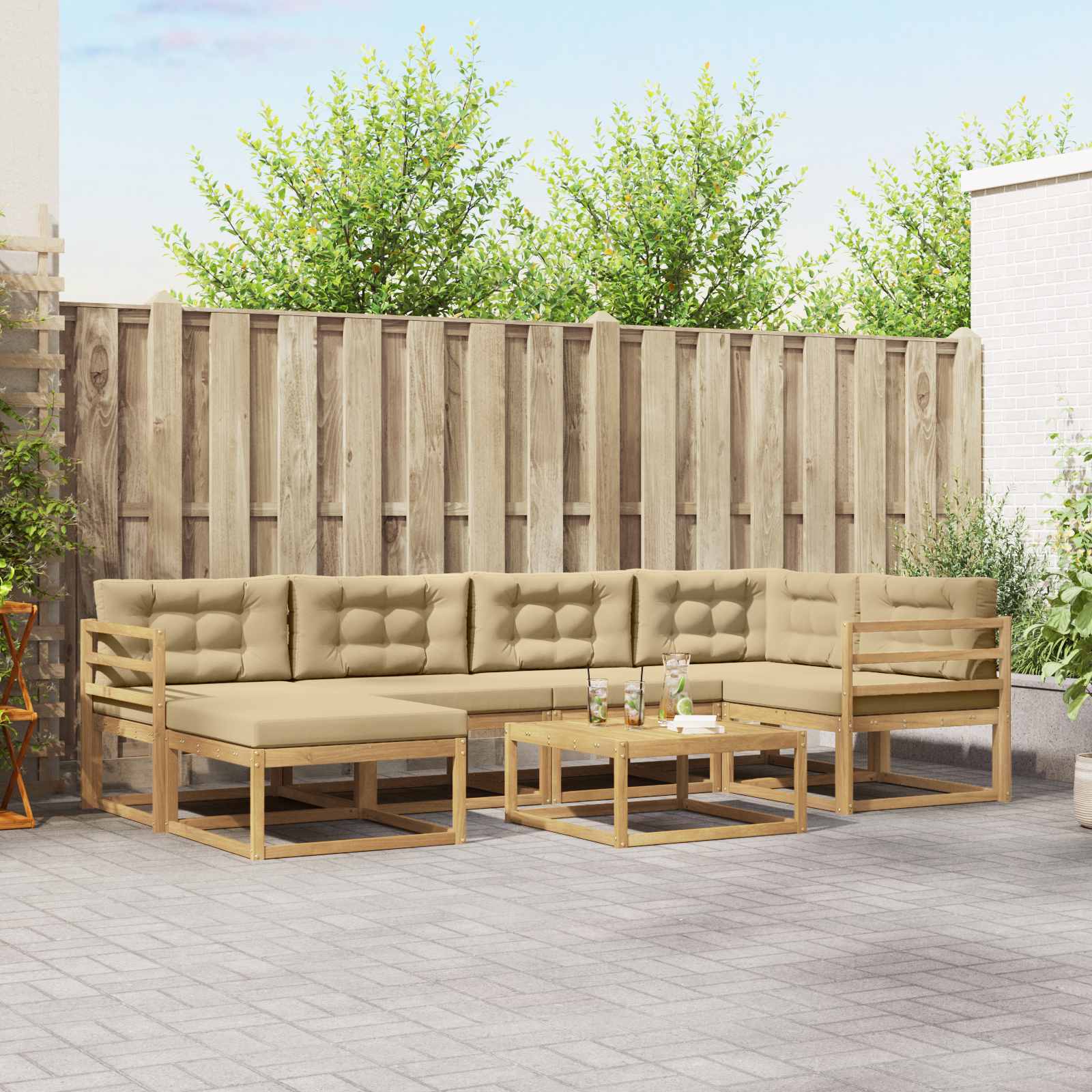 vidaXL Buiten bankenset 7 pcs Naturel Massief Acaciahout