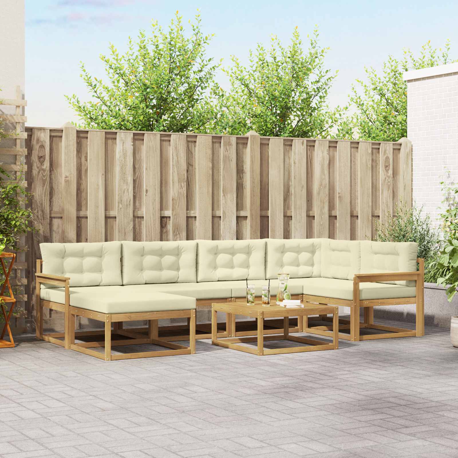 vidaXL Buiten bankenset 7 pcs Naturel Massief Acaciahout