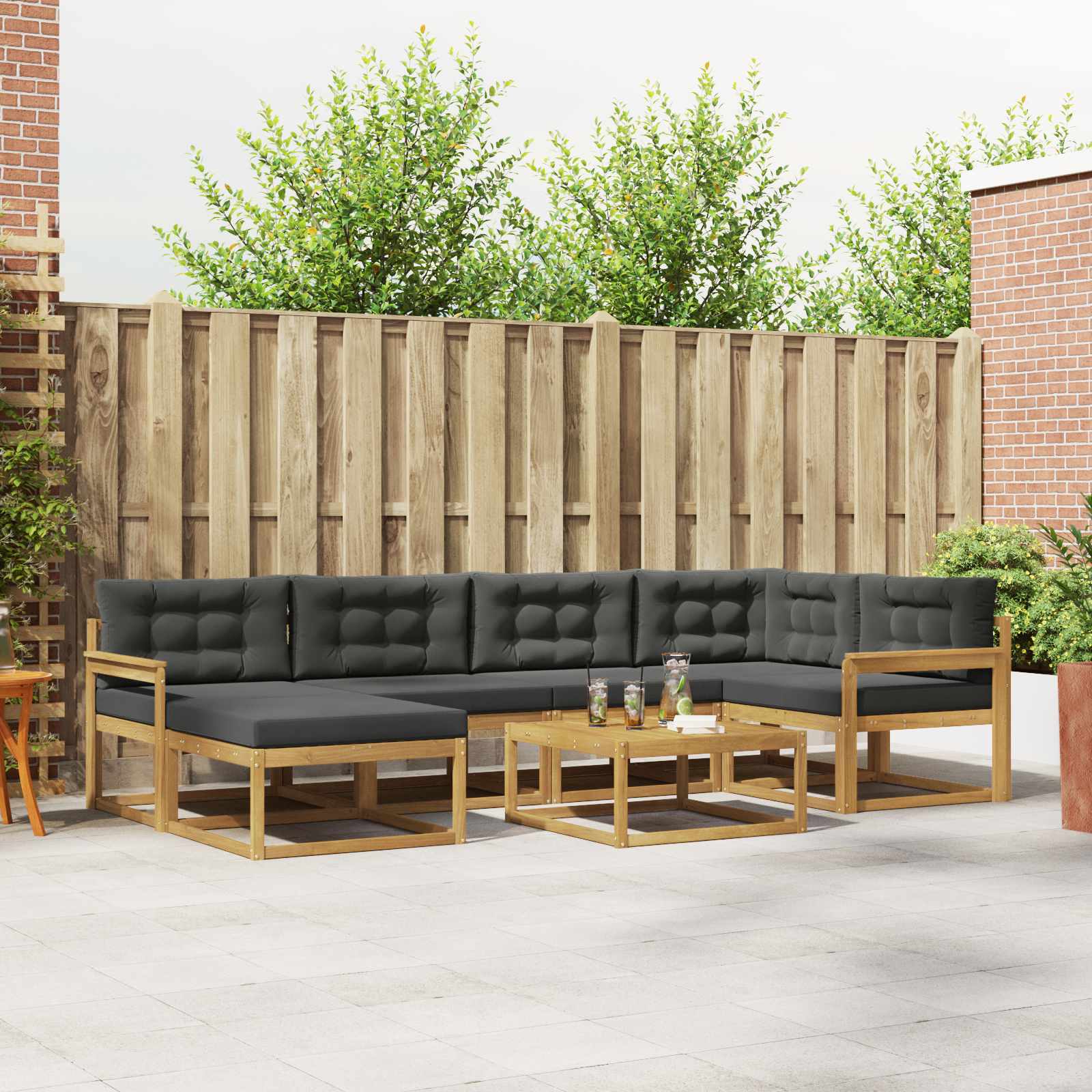 vidaXL Buiten bankenset 7 pcs Naturel Massief Acaciahout