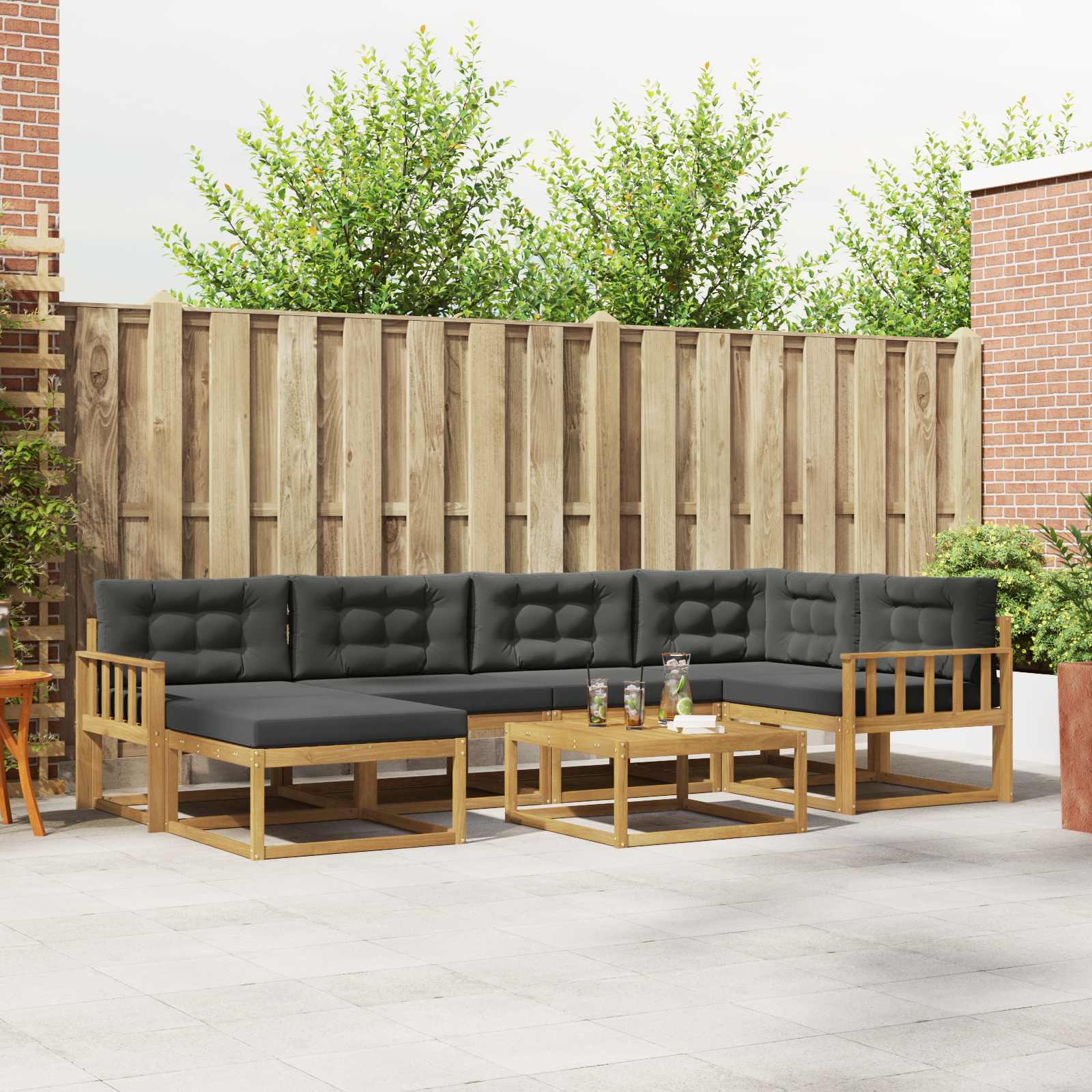 vidaXL Buiten bankenset 7 pcs Naturel Massief Acaciahout