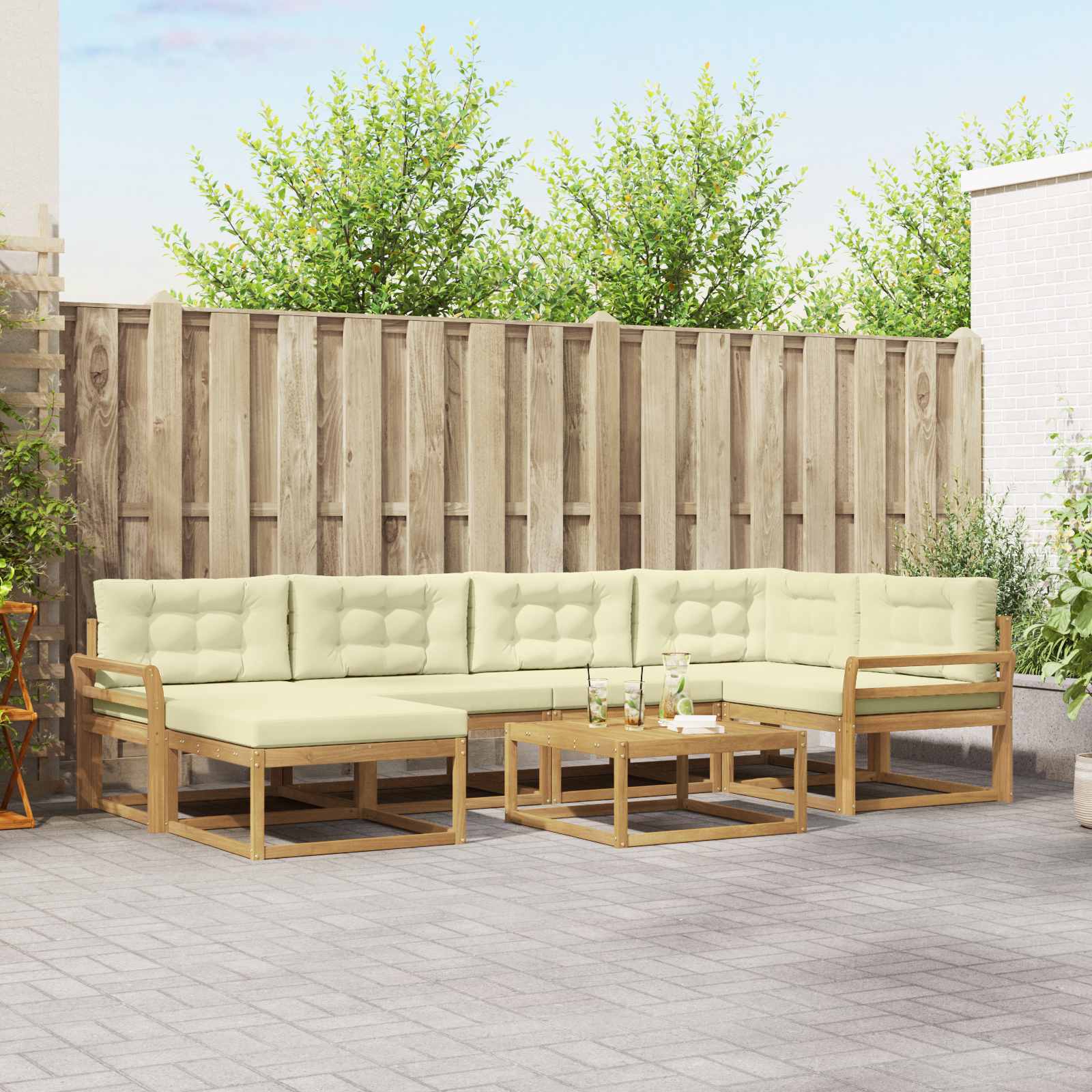 vidaXL Buiten bankenset 7 pcs Naturel Massief Acaciahout