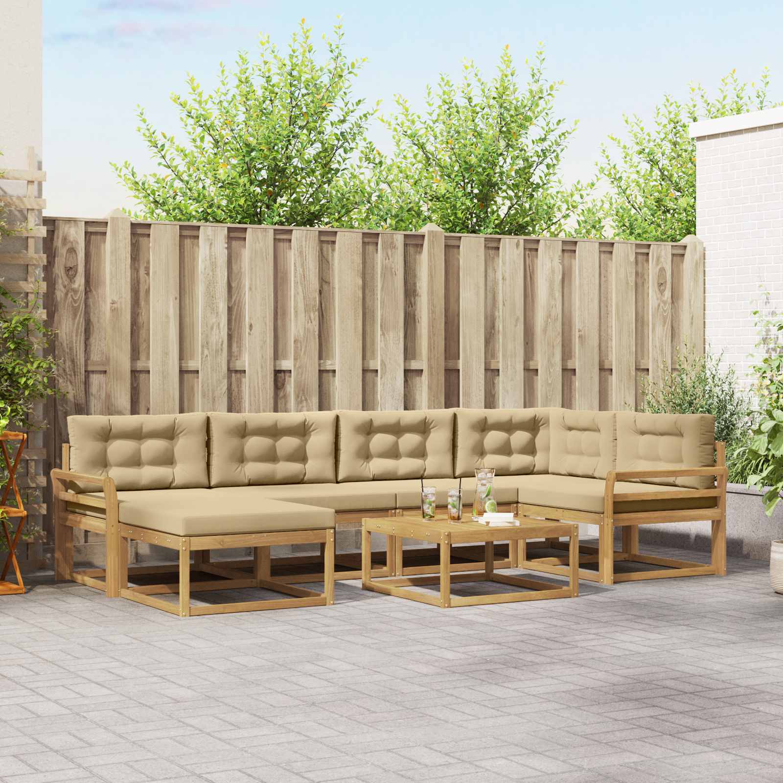 vidaXL Buiten bankenset 7 pcs Naturel Massief Acaciahout
