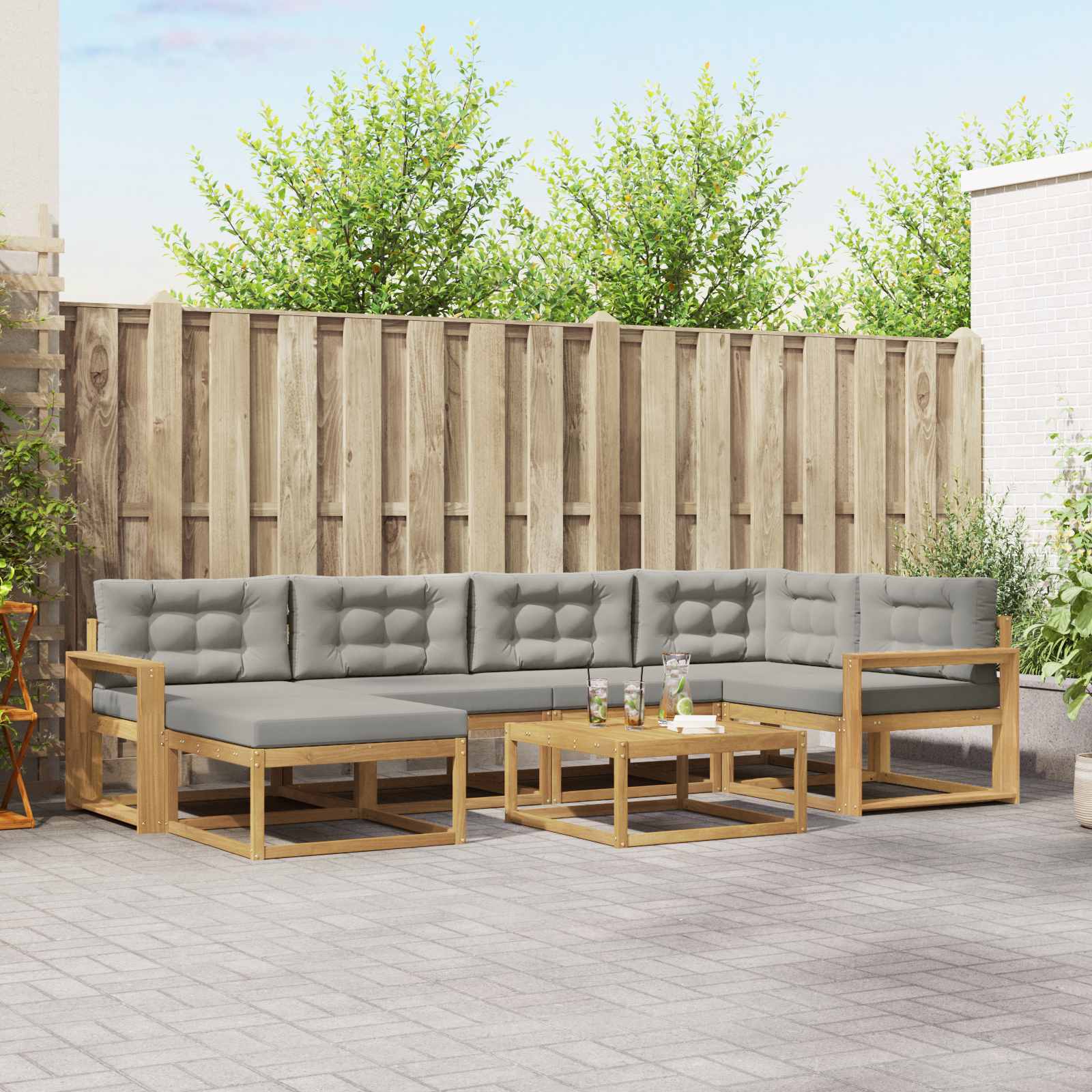 vidaXL Buiten bankenset 7 pcs Naturel Massief Acaciahout
