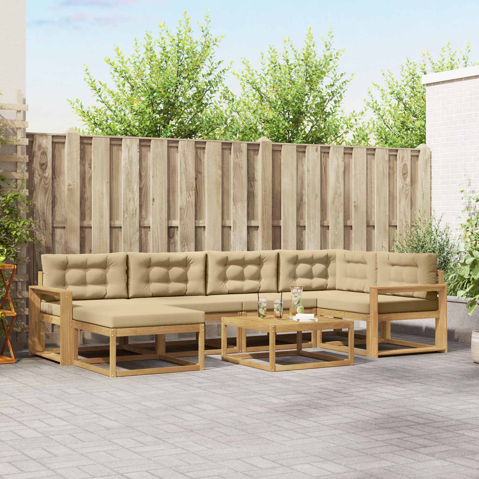 vidaXL Buiten bankenset 7 pcs Naturel Massief Acaciahout