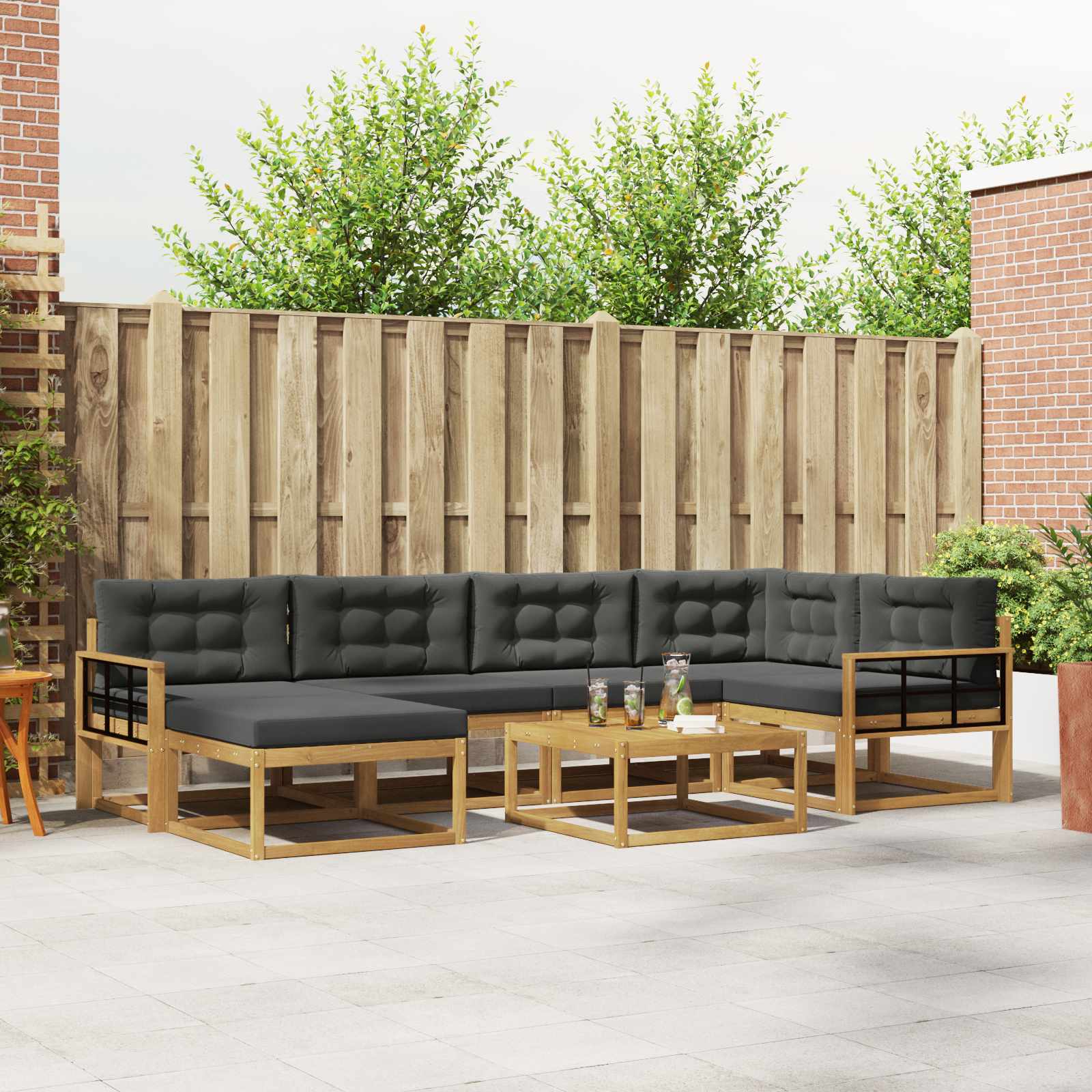 vidaXL Buiten bankenset 7 pcs Naturel Massief Acaciahout