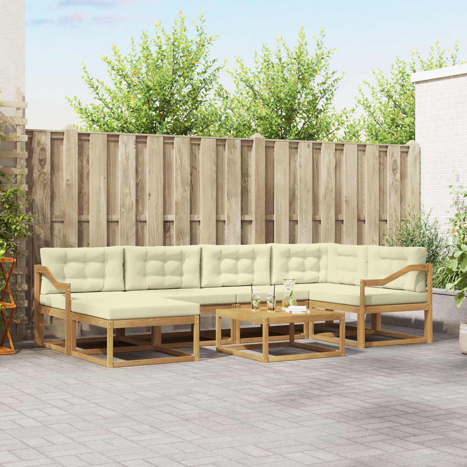 vidaXL Buiten bankenset 7 pcs Naturel Massief Acaciahout