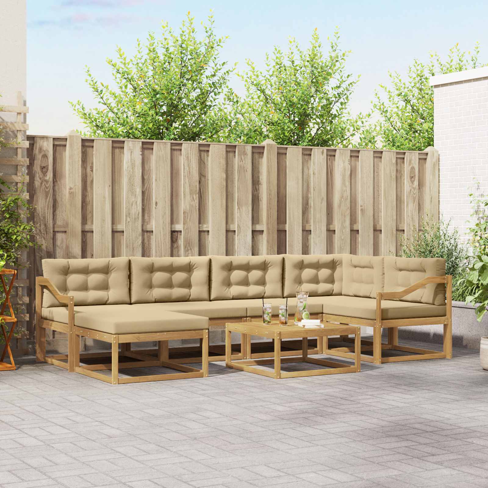 vidaXL Buiten bankenset 7 pcs Naturel Massief Acaciahout