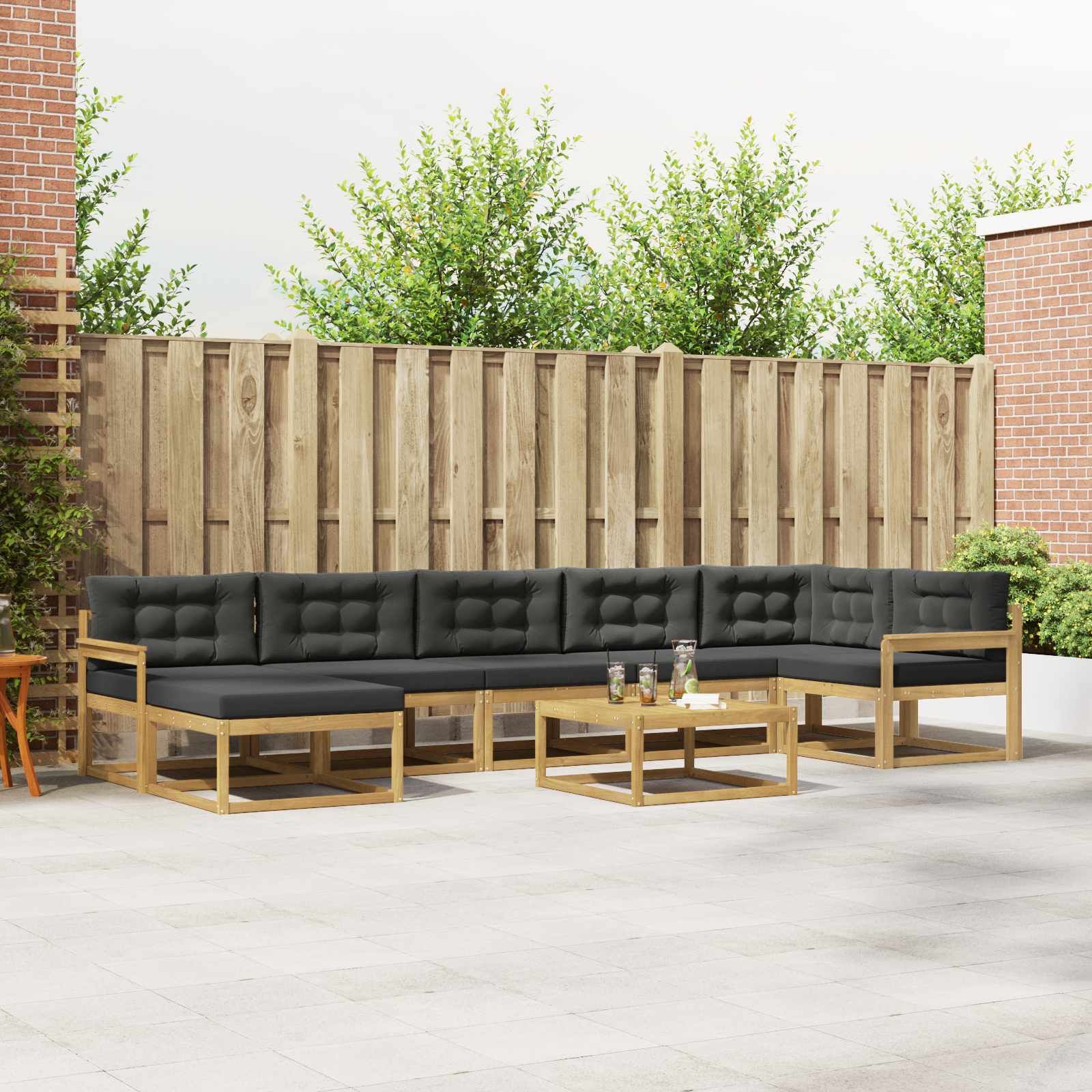 vidaXL Buiten bankenset 8 pcs Naturel Massief Acaciahout