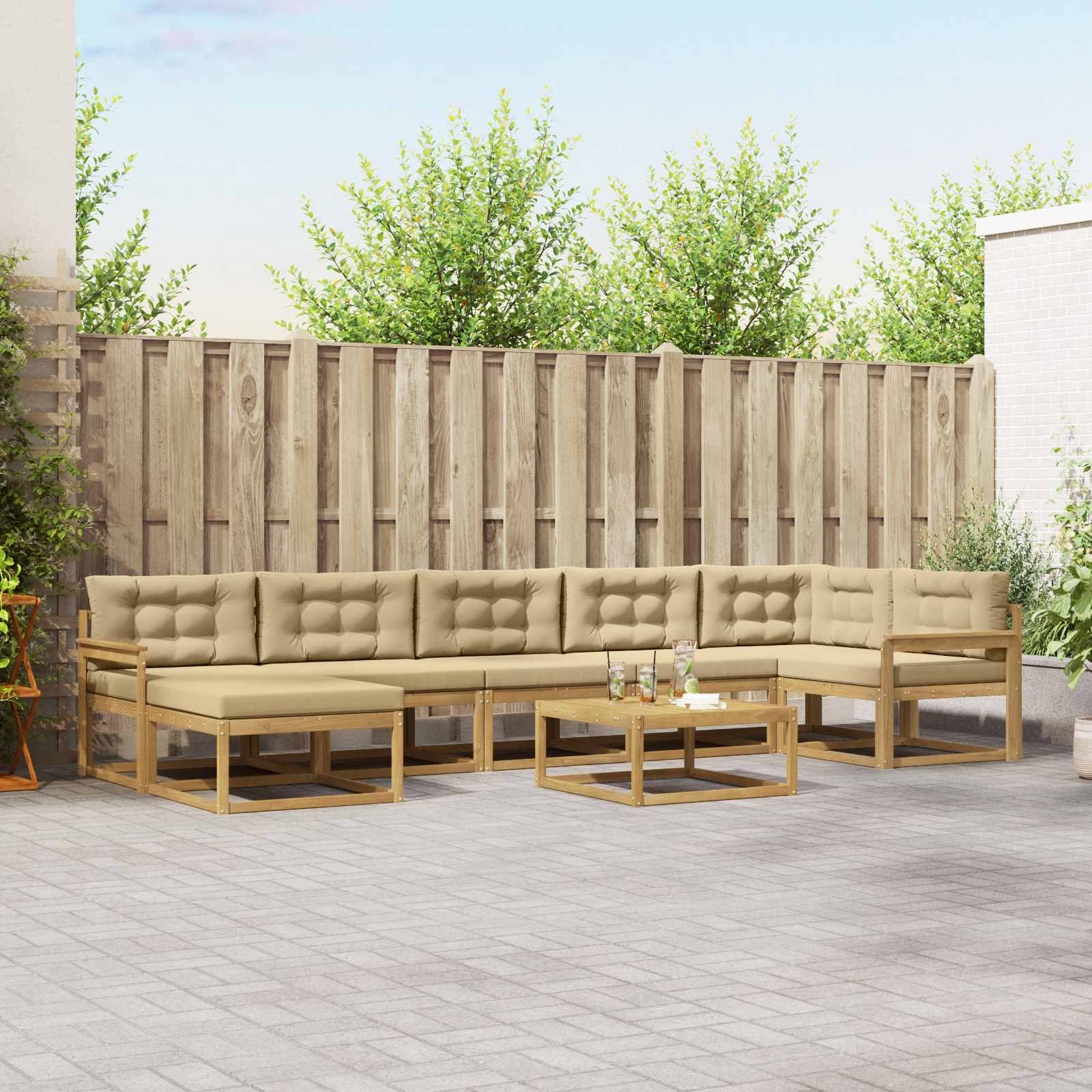 vidaXL Buiten bankenset 8 pcs Naturel Massief Acaciahout