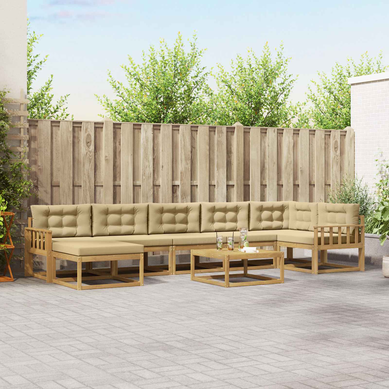 vidaXL Buiten bankenset 8 pcs Naturel Massief Acaciahout