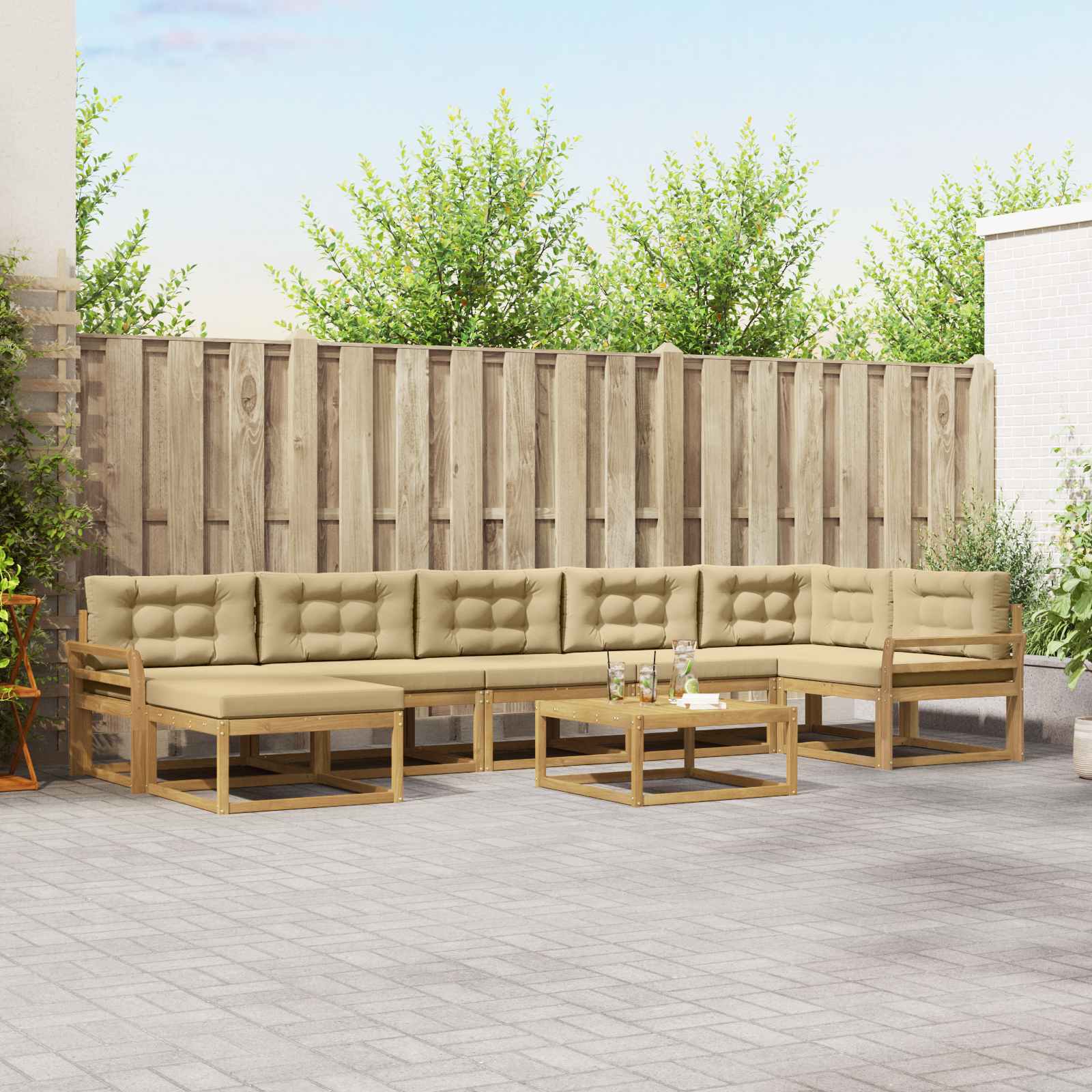 vidaXL Buiten bankenset 8 pcs Naturel Massief Acaciahout