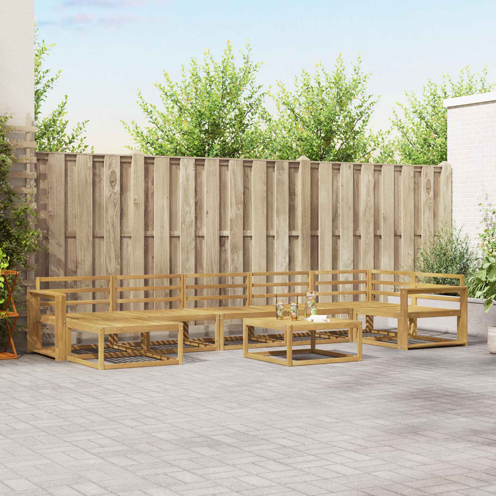 vidaXL Buiten bankenset 8 pcs Naturel Massief Acaciahout
