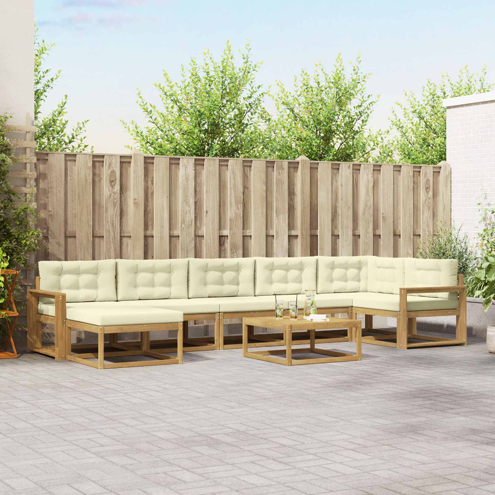 vidaXL Buiten bankenset 8 pcs Naturel Massief Acaciahout