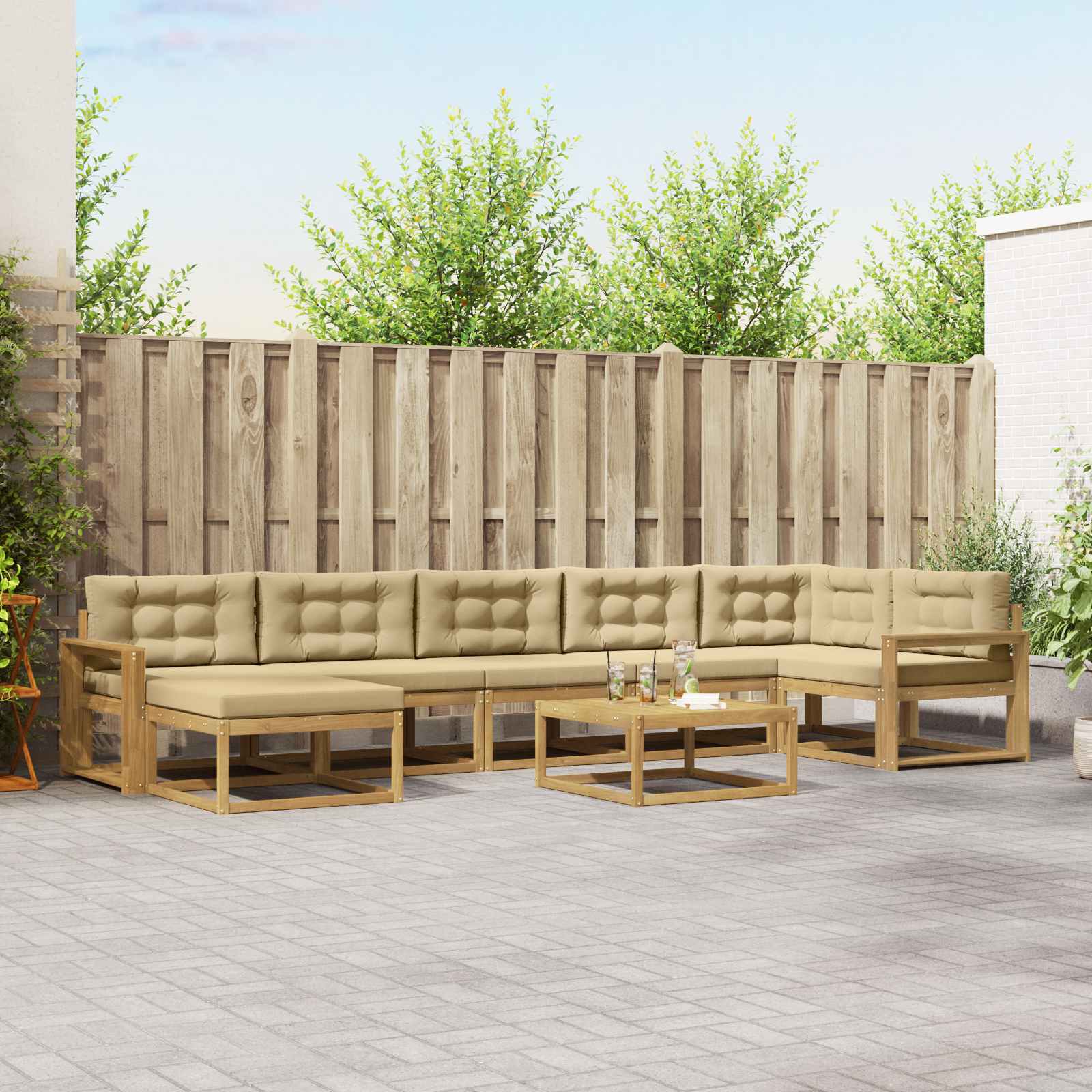 vidaXL Buiten bankenset 8 pcs Naturel Massief Acaciahout