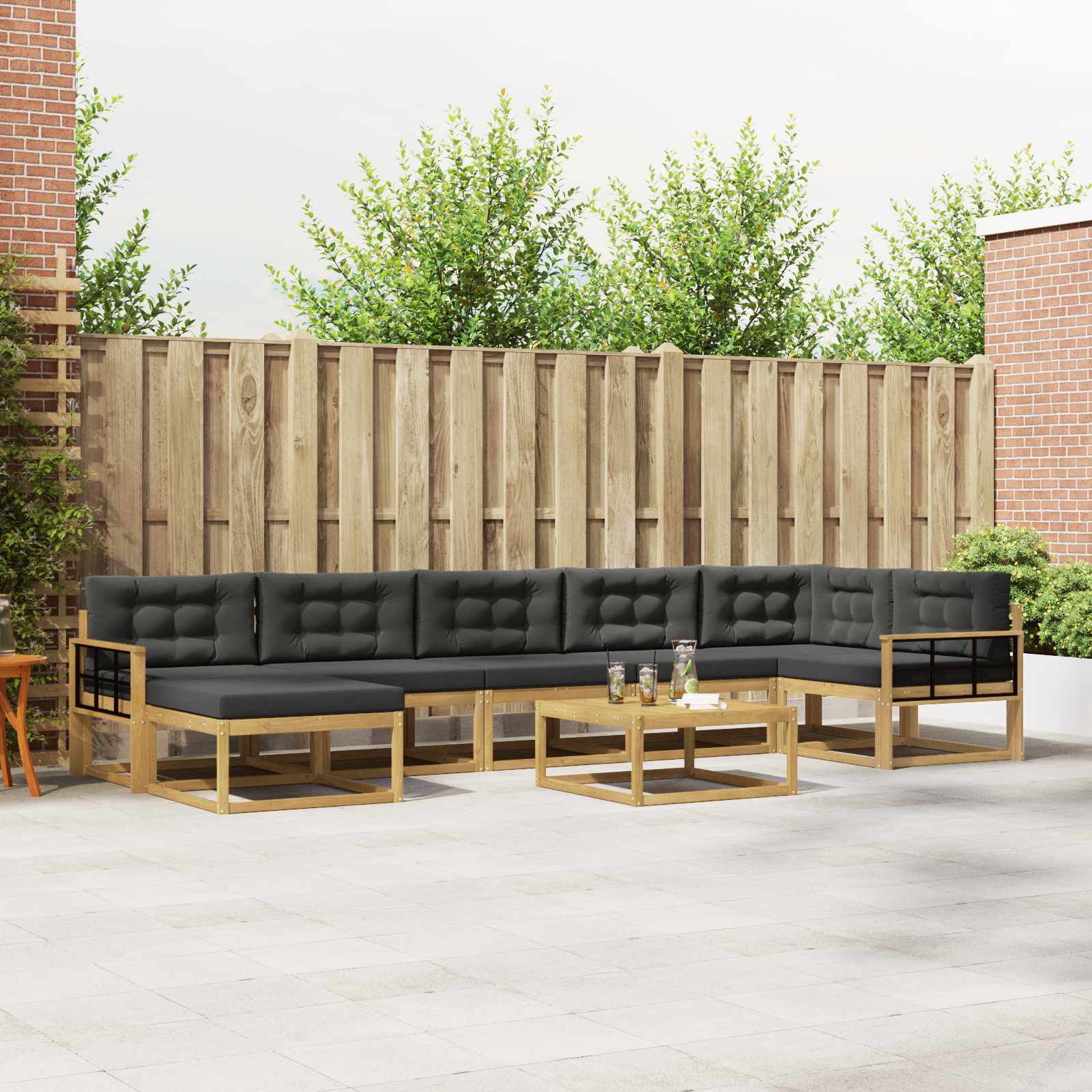 vidaXL Buiten bankenset 8 pcs Naturel Massief Acaciahout