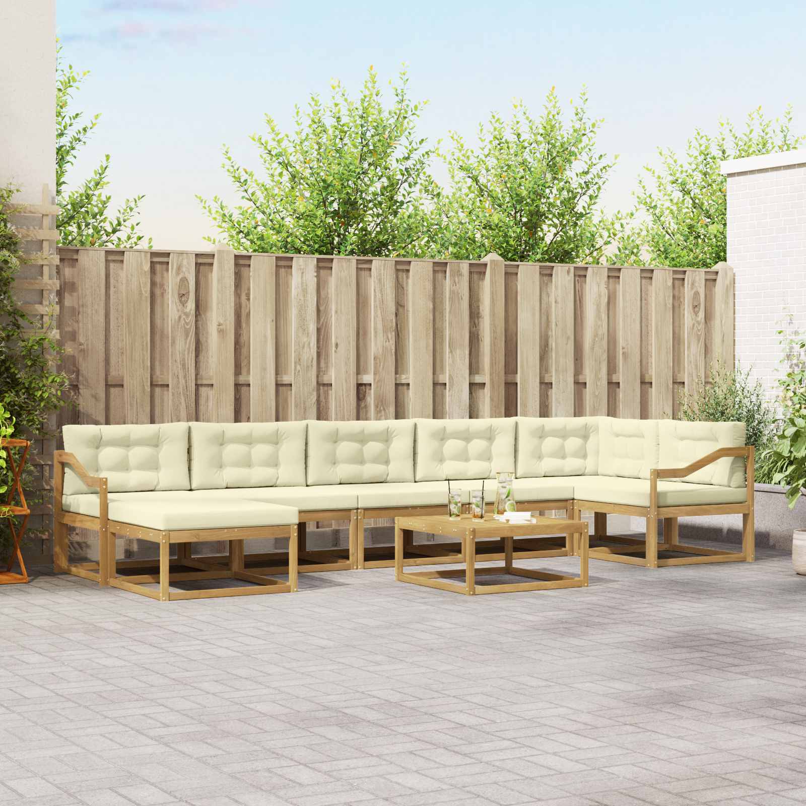 vidaXL Buiten bankenset 8 pcs Naturel Massief Acaciahout