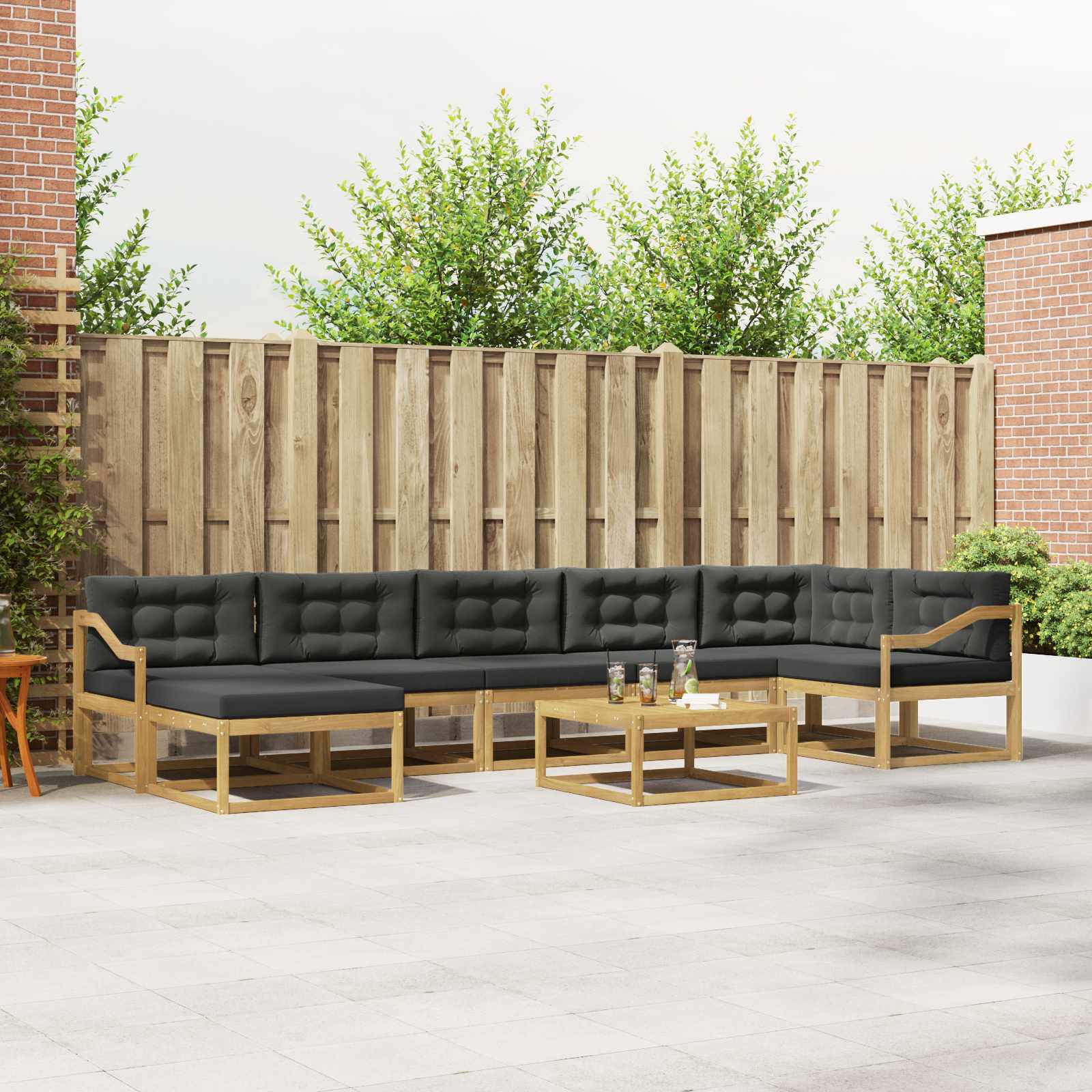 vidaXL Buiten bankenset 8 pcs Naturel Massief Acaciahout