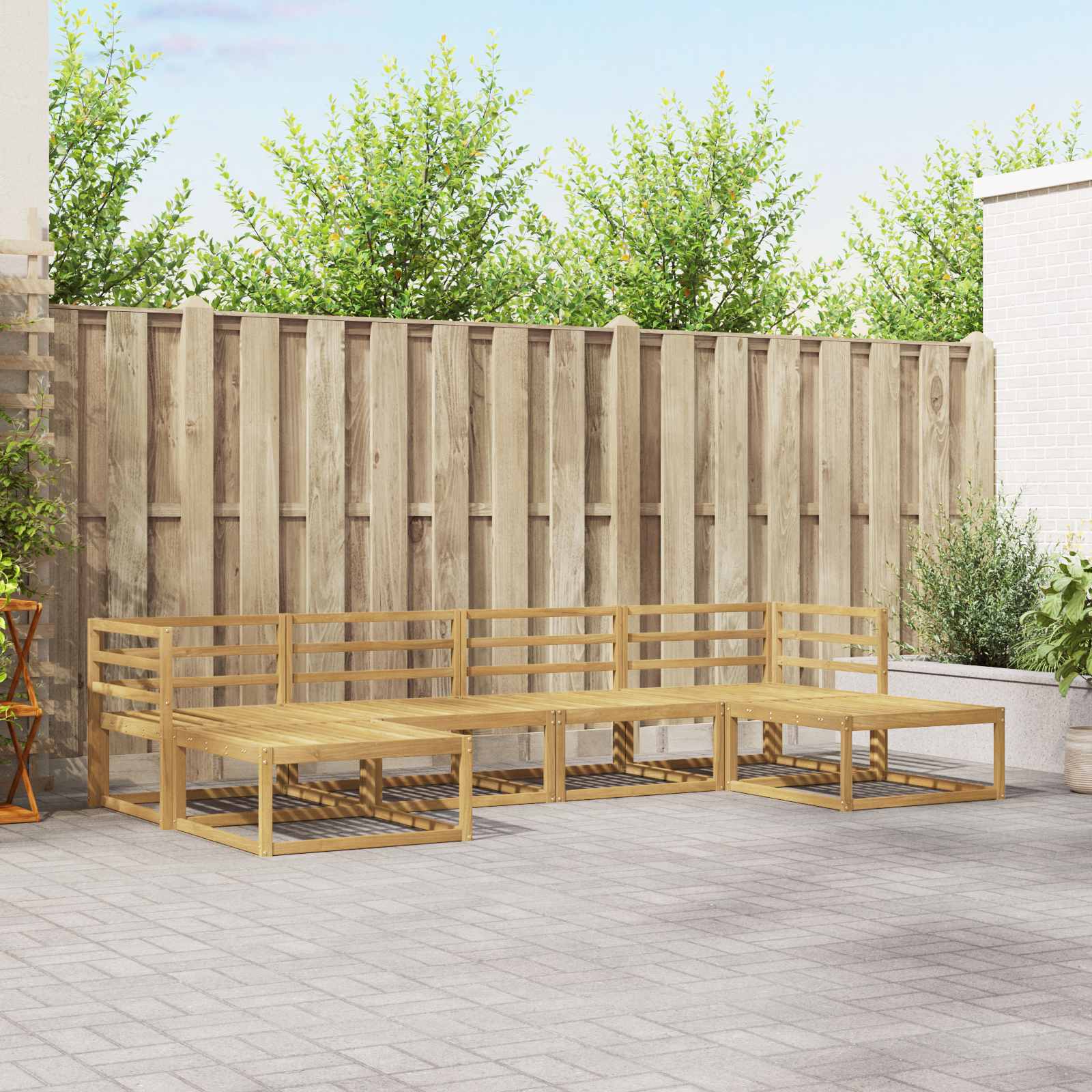 vidaXL Buiten bankenset 6 pcs Naturel Massief Acaciahout