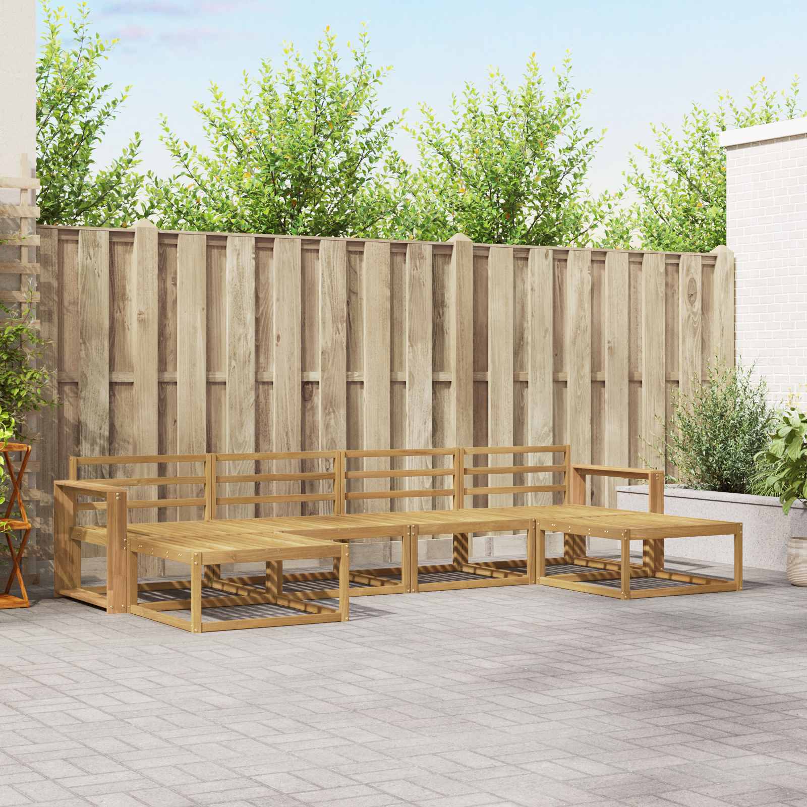 vidaXL Buiten bankenset 6 pcs Naturel Massief Acaciahout