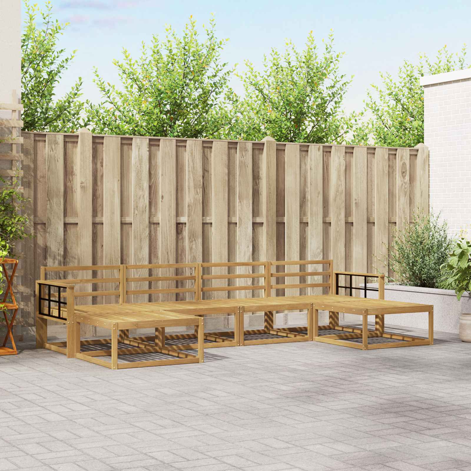 vidaXL Buiten bankenset 6 pcs Naturel Massief Acaciahout